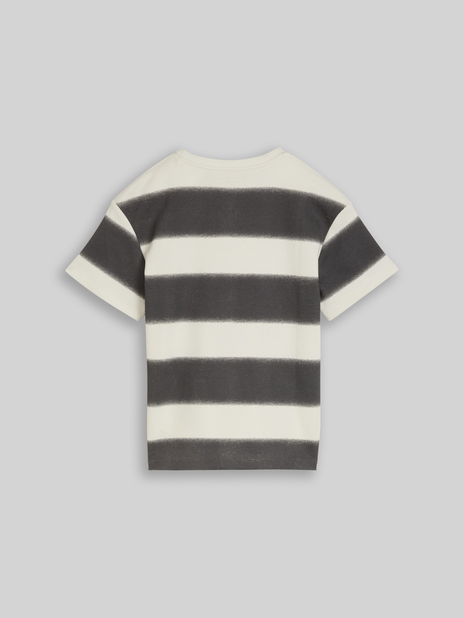 Oversized T-shirt with waffle texture - grey off white sprayed stripe