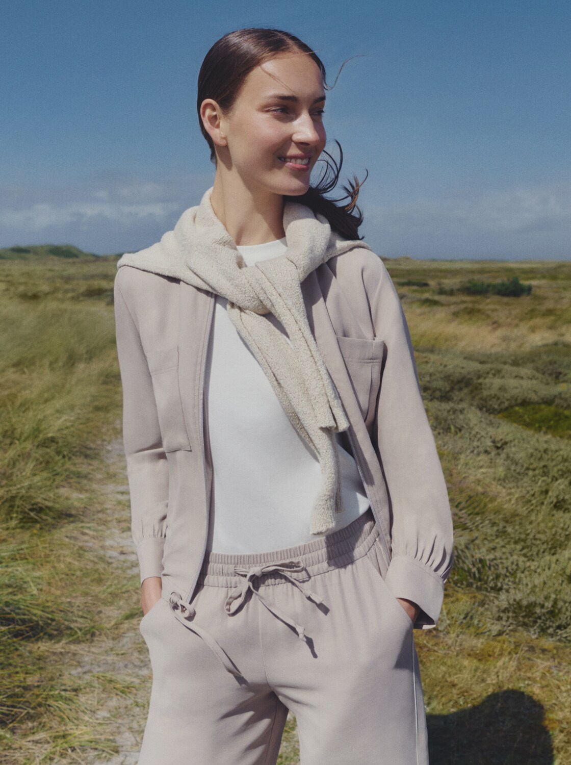 Loose Fit Bomberjacke mit Brusttaschen - soft taupe grey