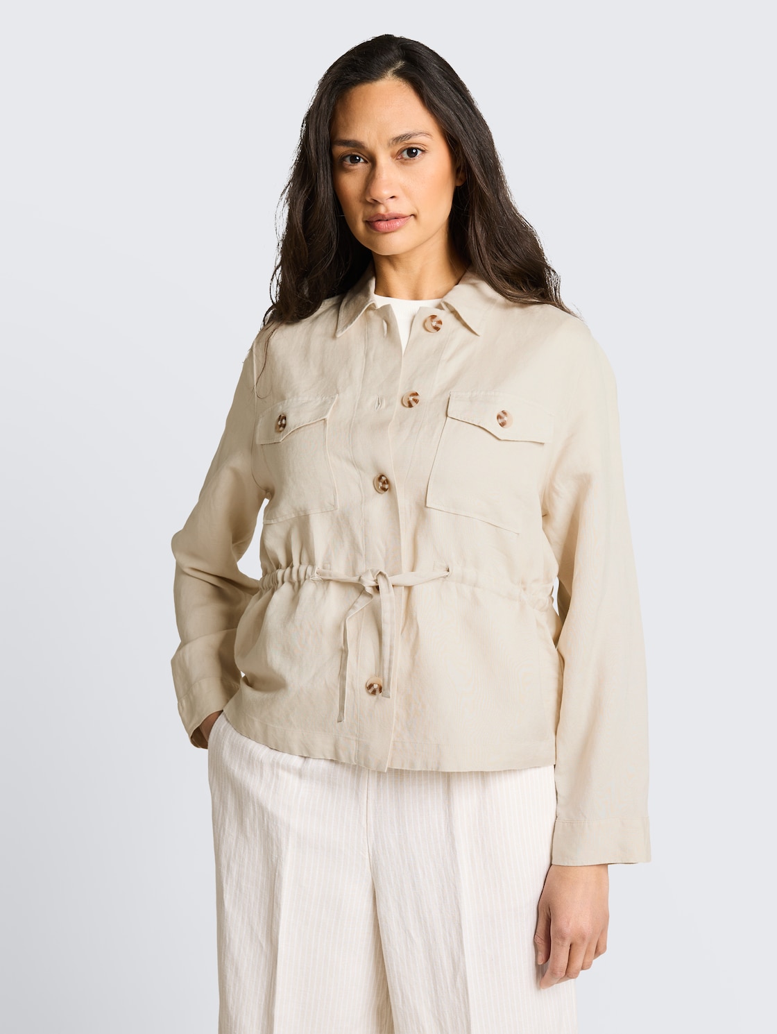 Regular Fit Jacke mit Leinenanteil - sand stone beige