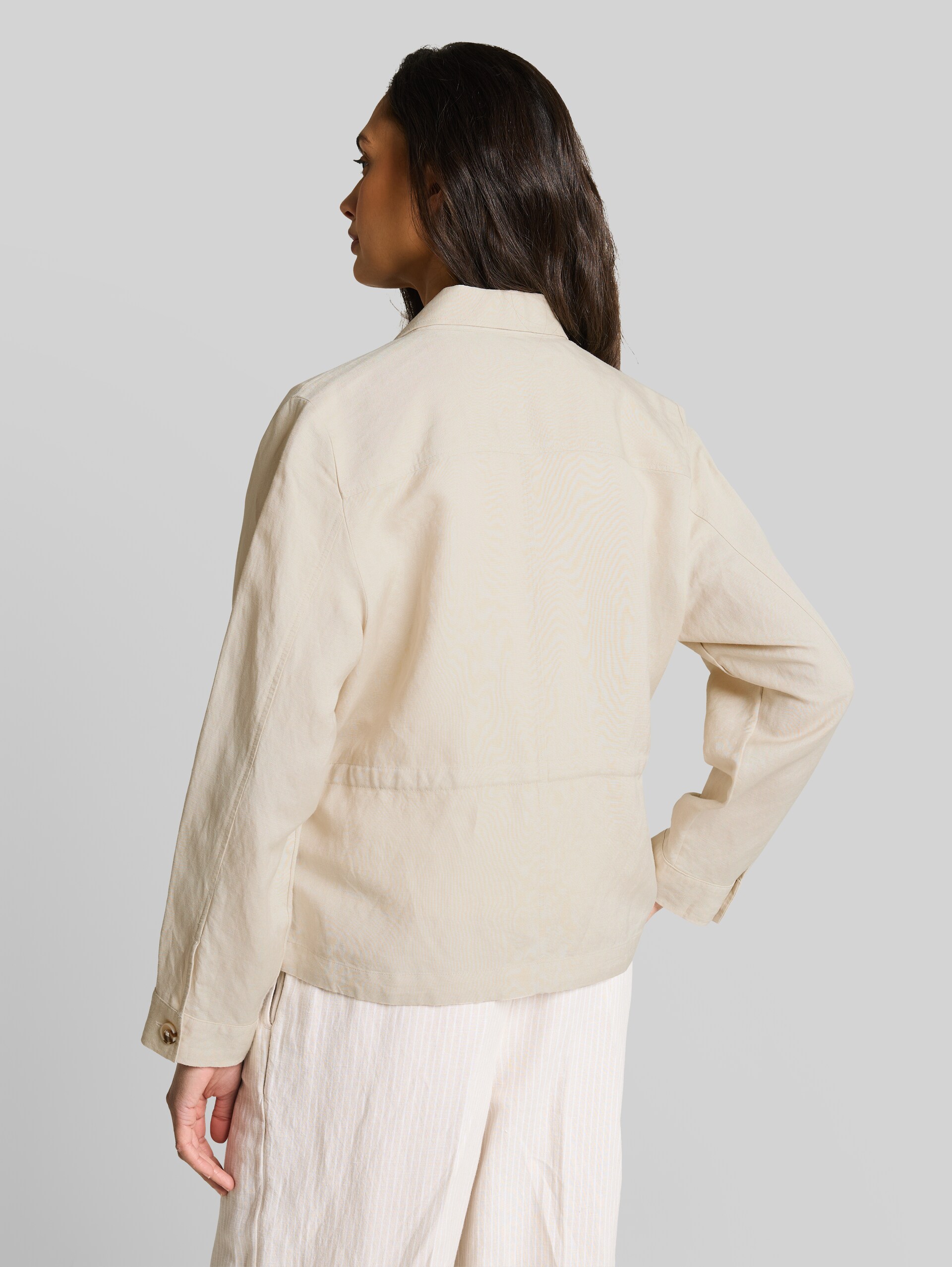 Regular fit jacket with linen blend - sand stone beige