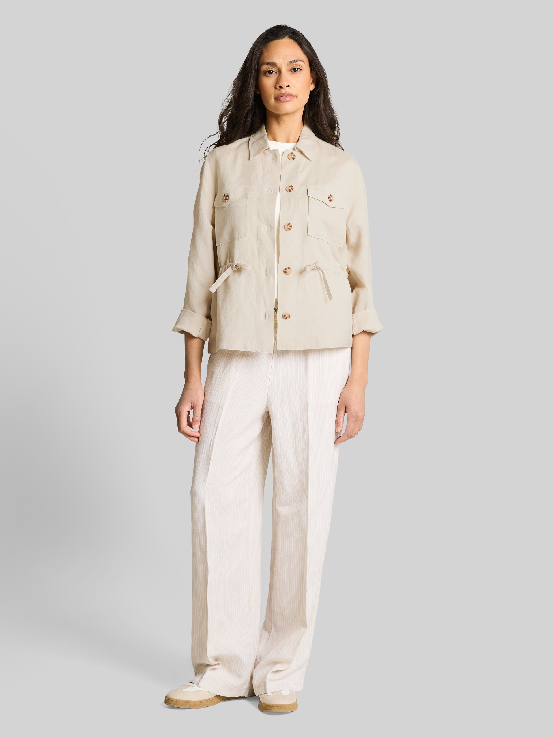 Regular fit jacket with linen blend - sand stone beige