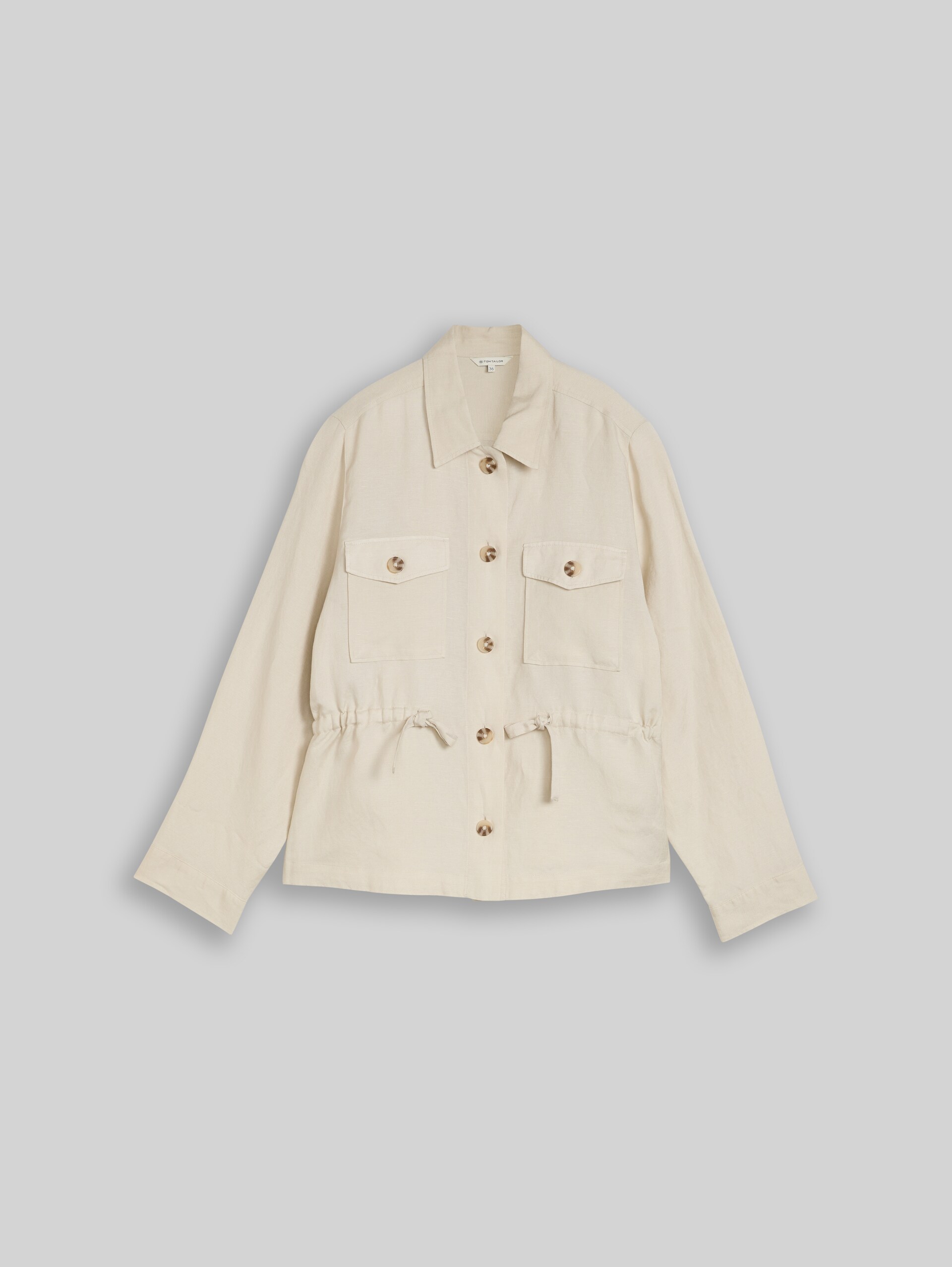 Regular fit jacket with linen blend - sand stone beige