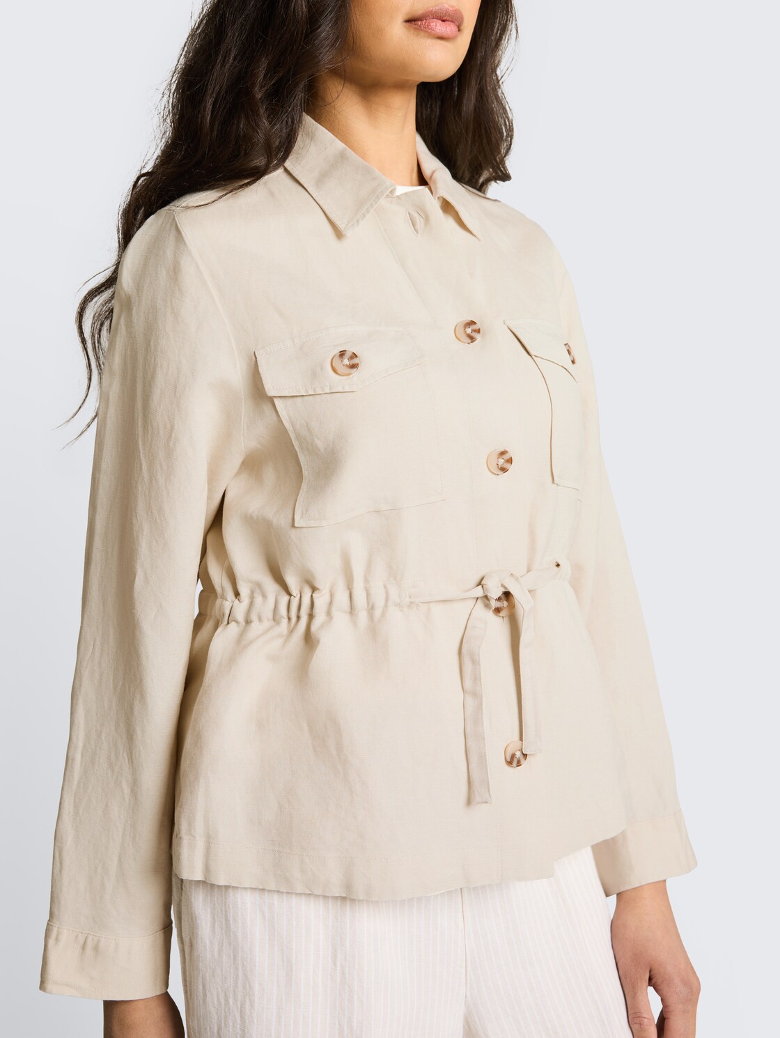 Regular Fit Jacke mit Leinenanteil - sand stone beige