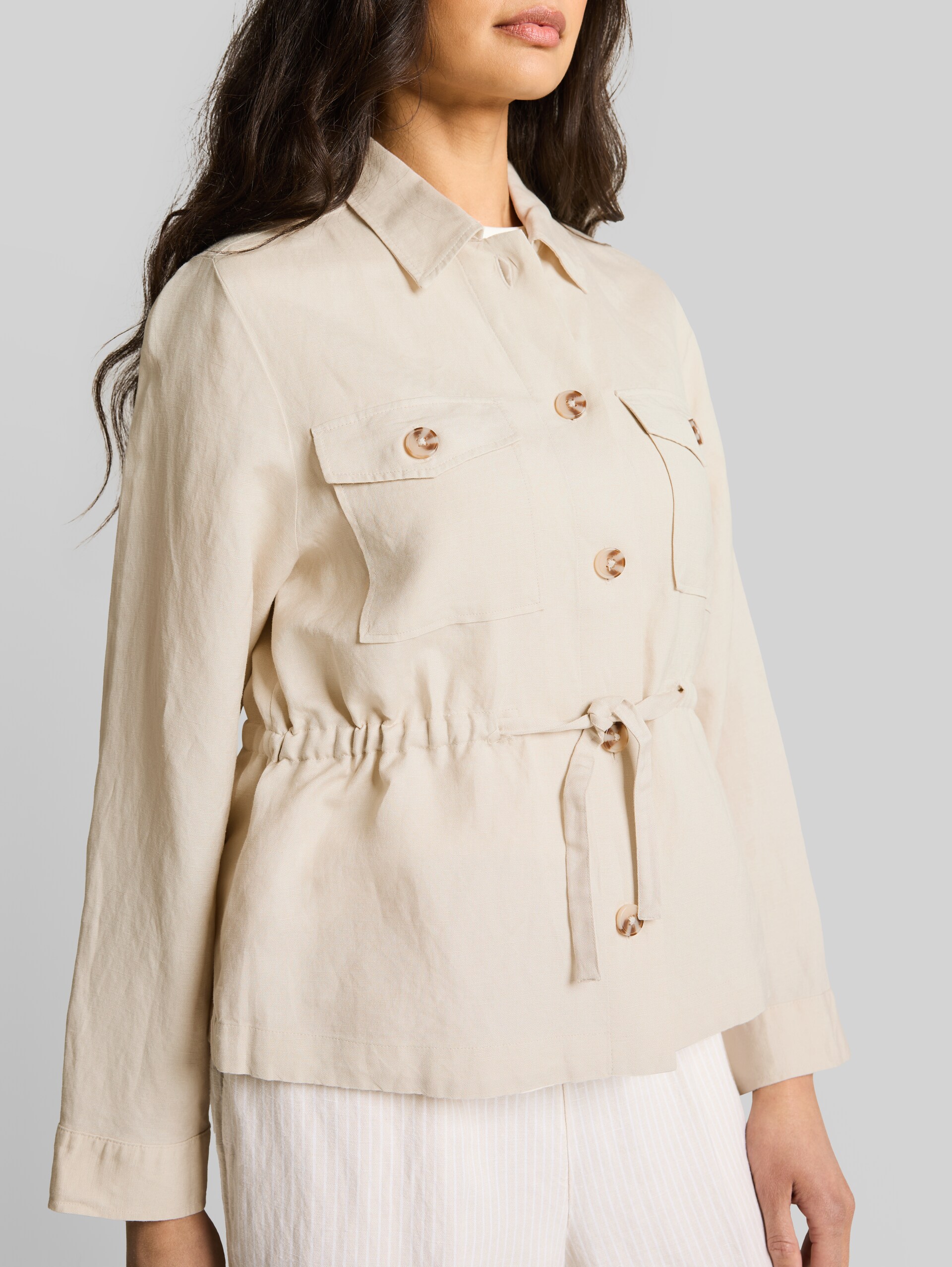 Regular fit jacket with linen blend - sand stone beige