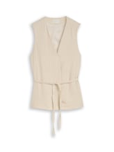 Ausgewählt, Crinkle Blazer-Weste mit Leinenanteil von Tom Tailor, beige