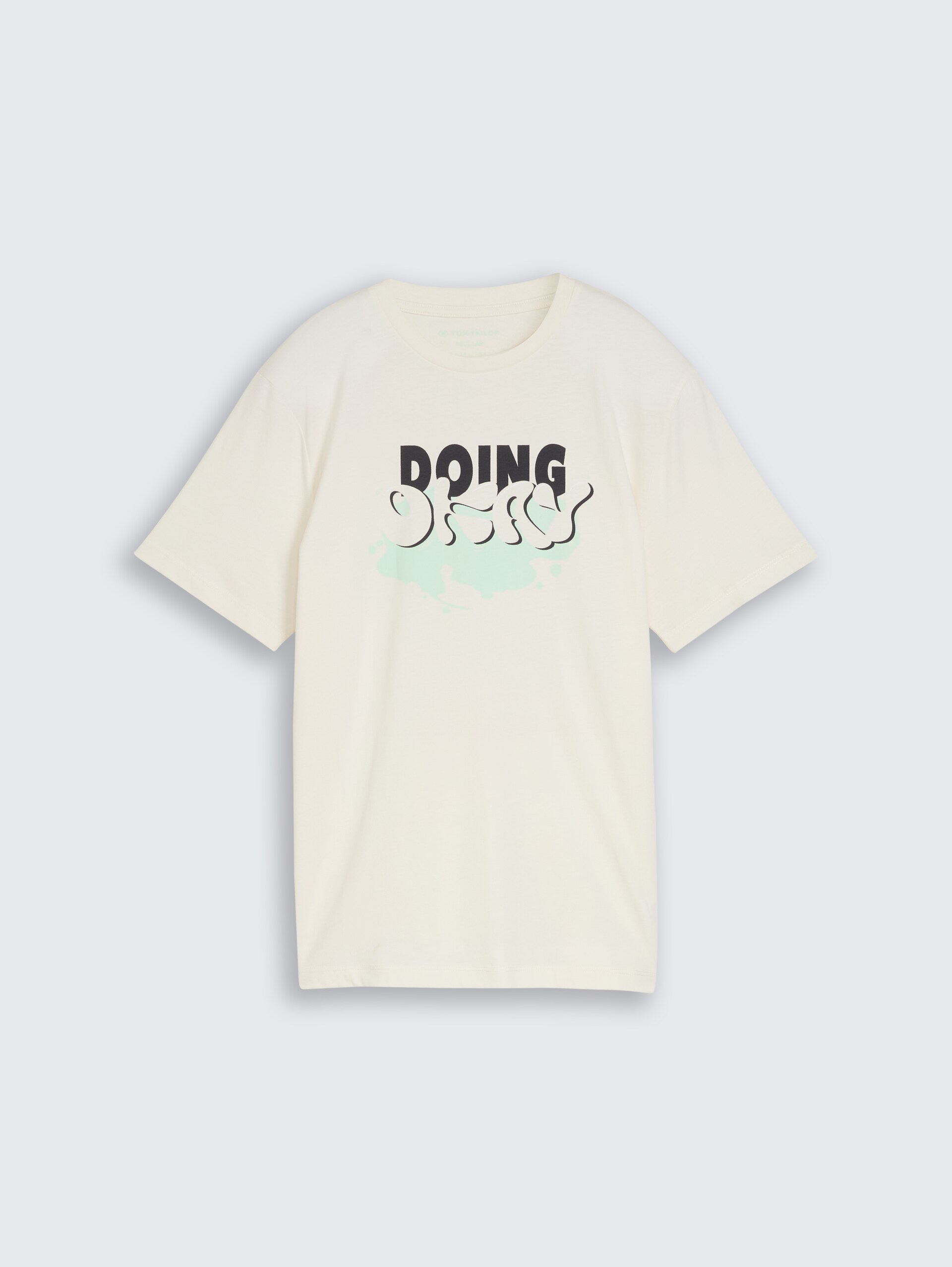 T-Shirt mit Print - Wool White - Vorder-Produkt-Ansicht
