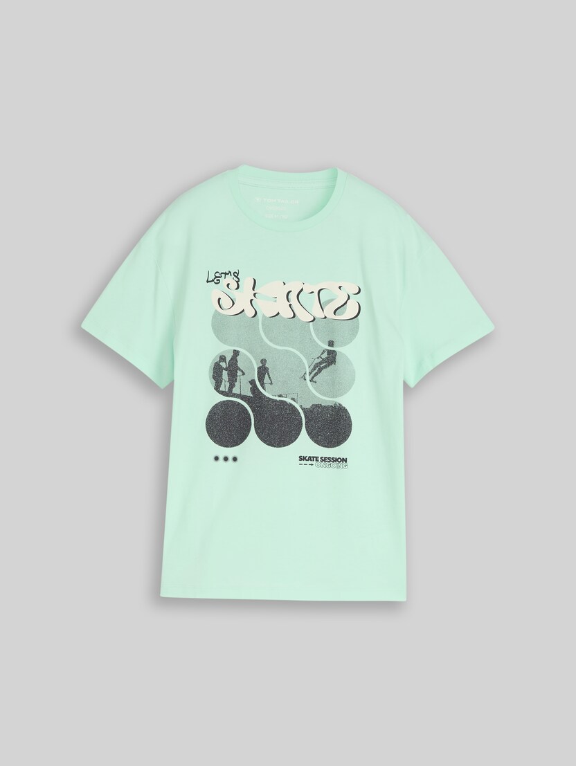 Oversize T-Shirt mit Print von Teen Boys, soft sugar green