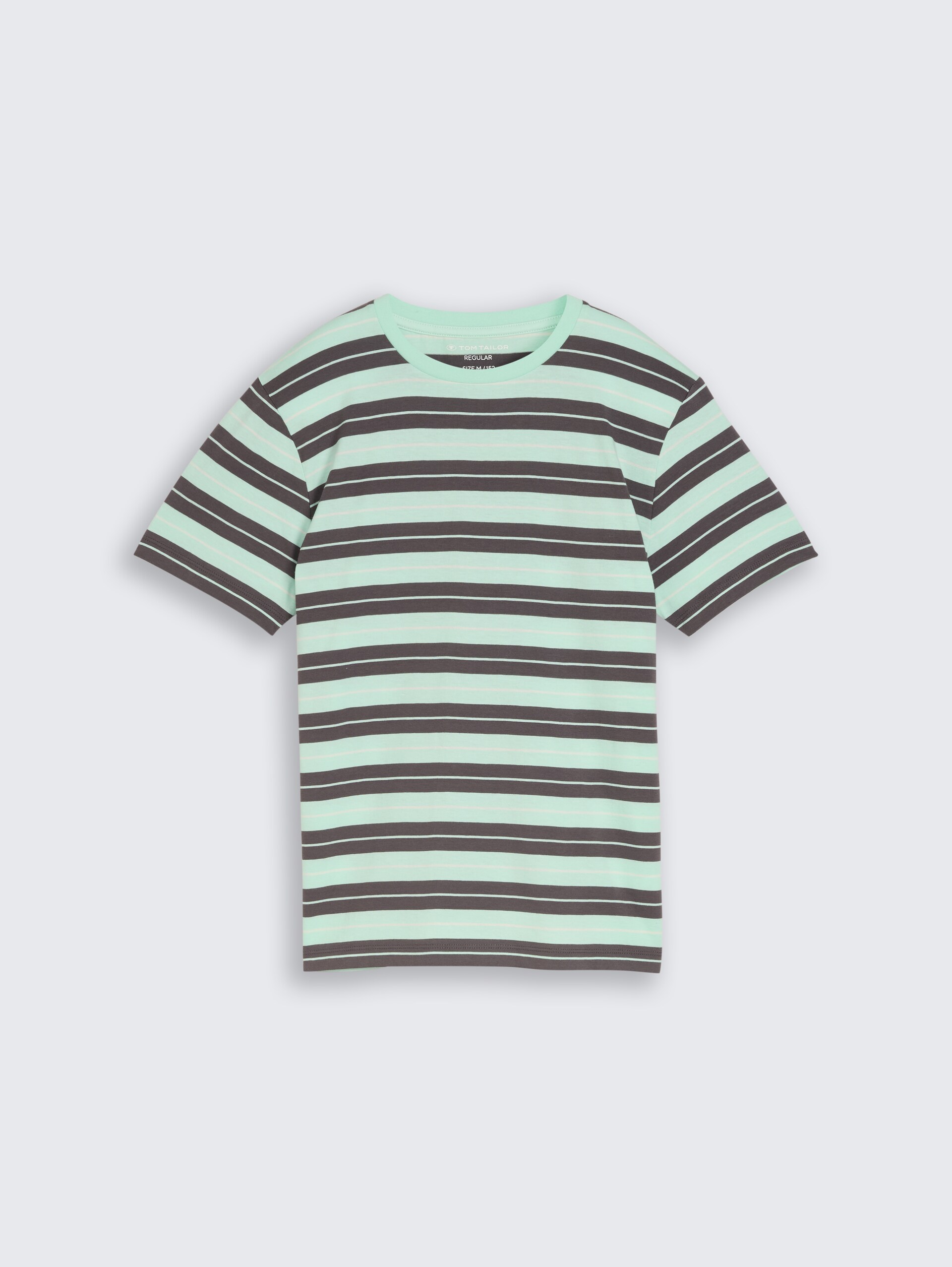 T-shirt met streepjesmotief van katoen - light blue grey stripe - Product vooraanzicht