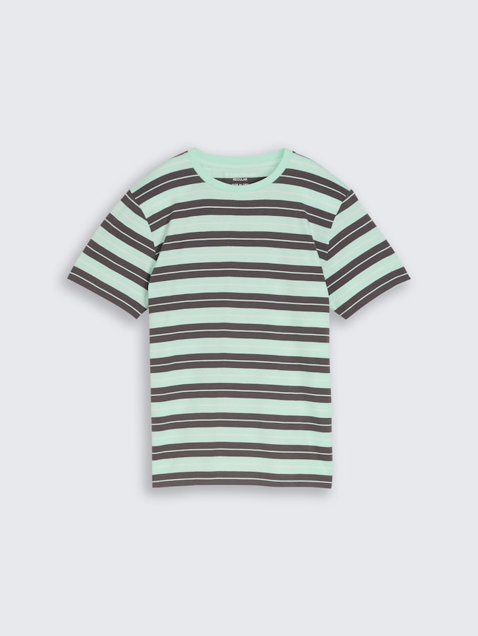 Cotton T-shirt with striped pattern by Teen Boys, light blue grey stripe
