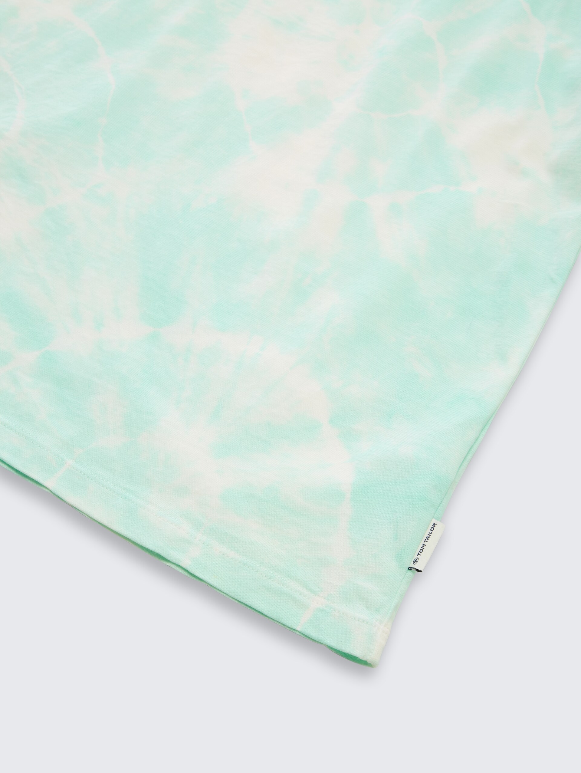 Oversize Tie-Dye T-Shirt - turquoise white tie dye design - Detail-Model-Ansicht