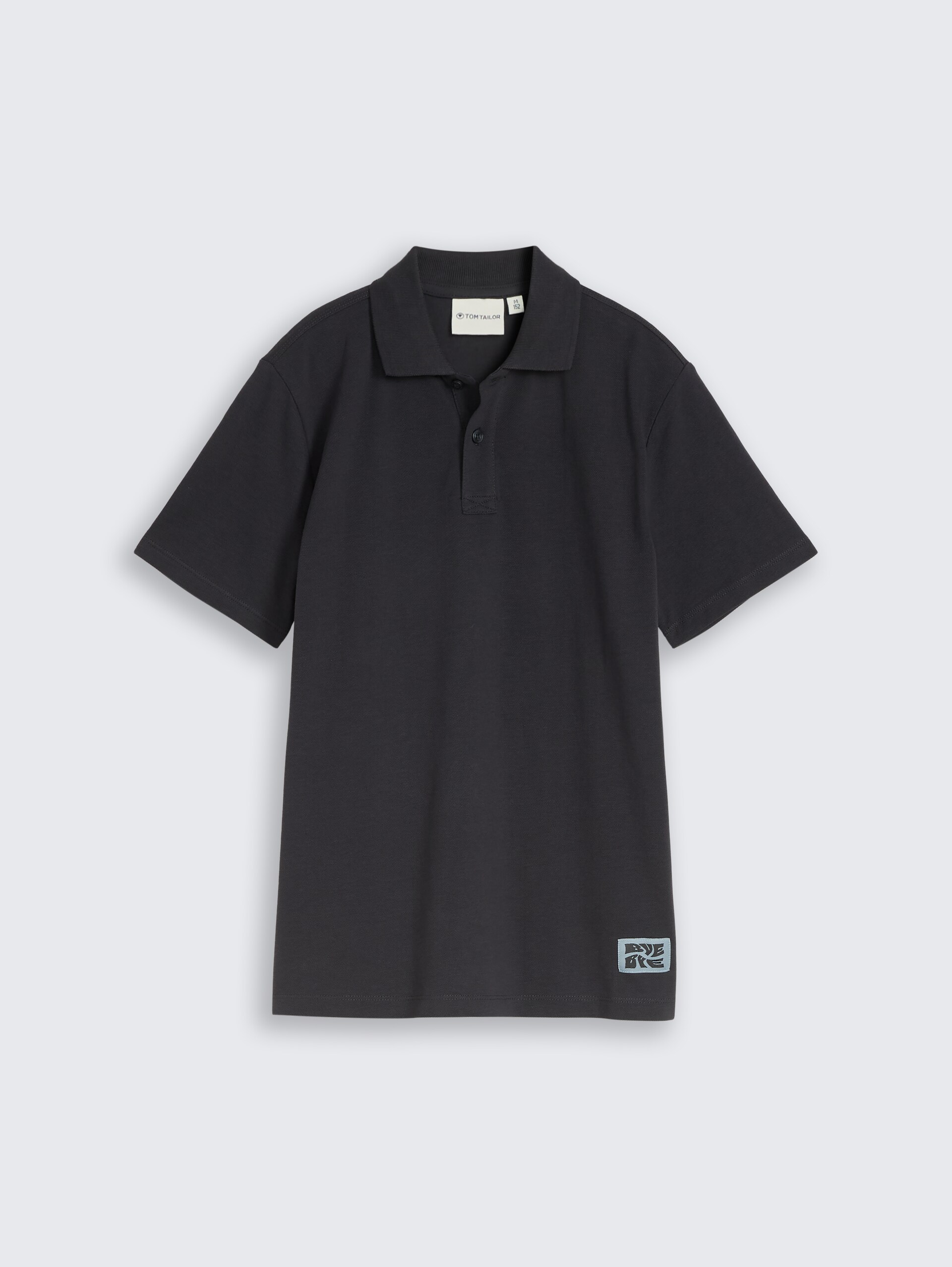 Piqué poloshirt met logo-badge - coal grey
