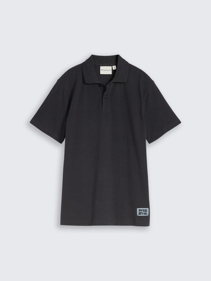 Piqué poloshirt met logobadge door Teen Boys, coal grey