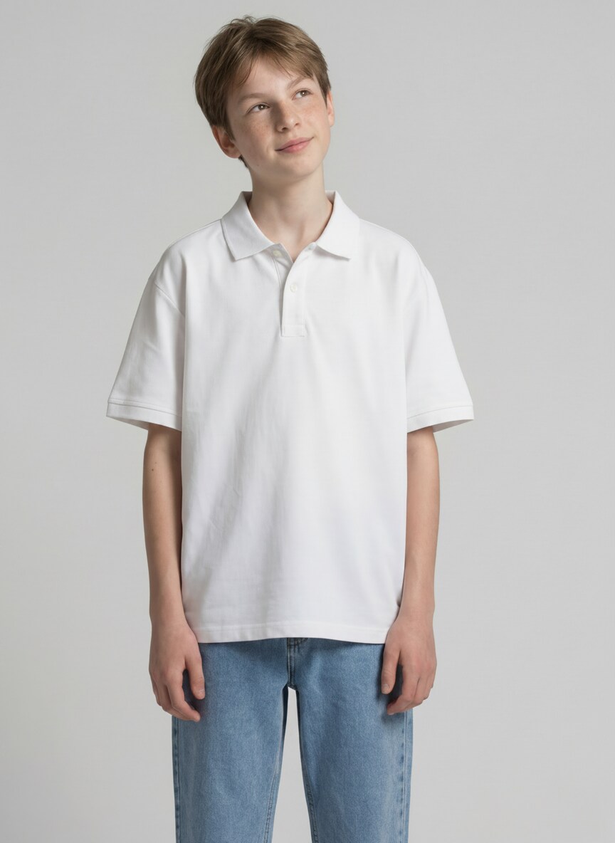 Oversize Piqué Poloshirt - White