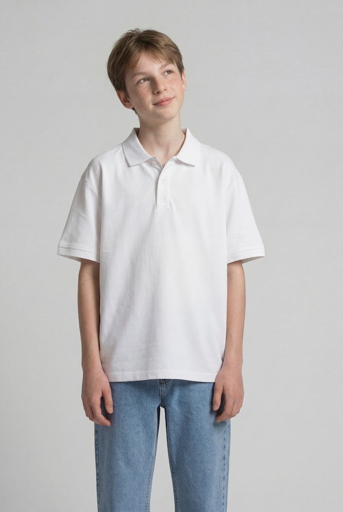 Oversize Piqué Poloshirt von Teen Boys, White