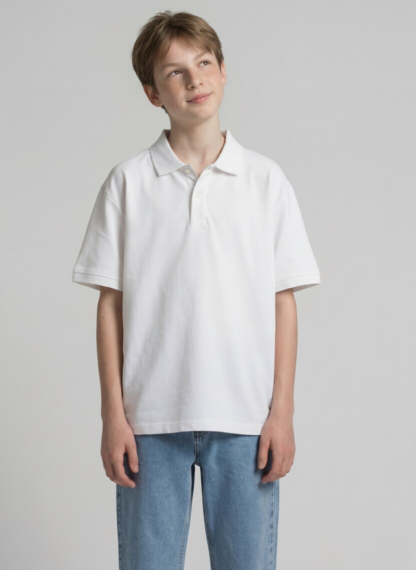 Oversize Piqué Poloshirt von Teen Boys, White