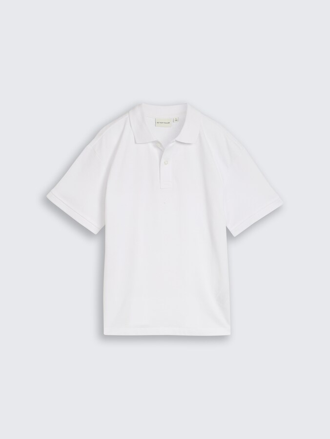 Oversized piqué polo shirt by Teen Boys, White