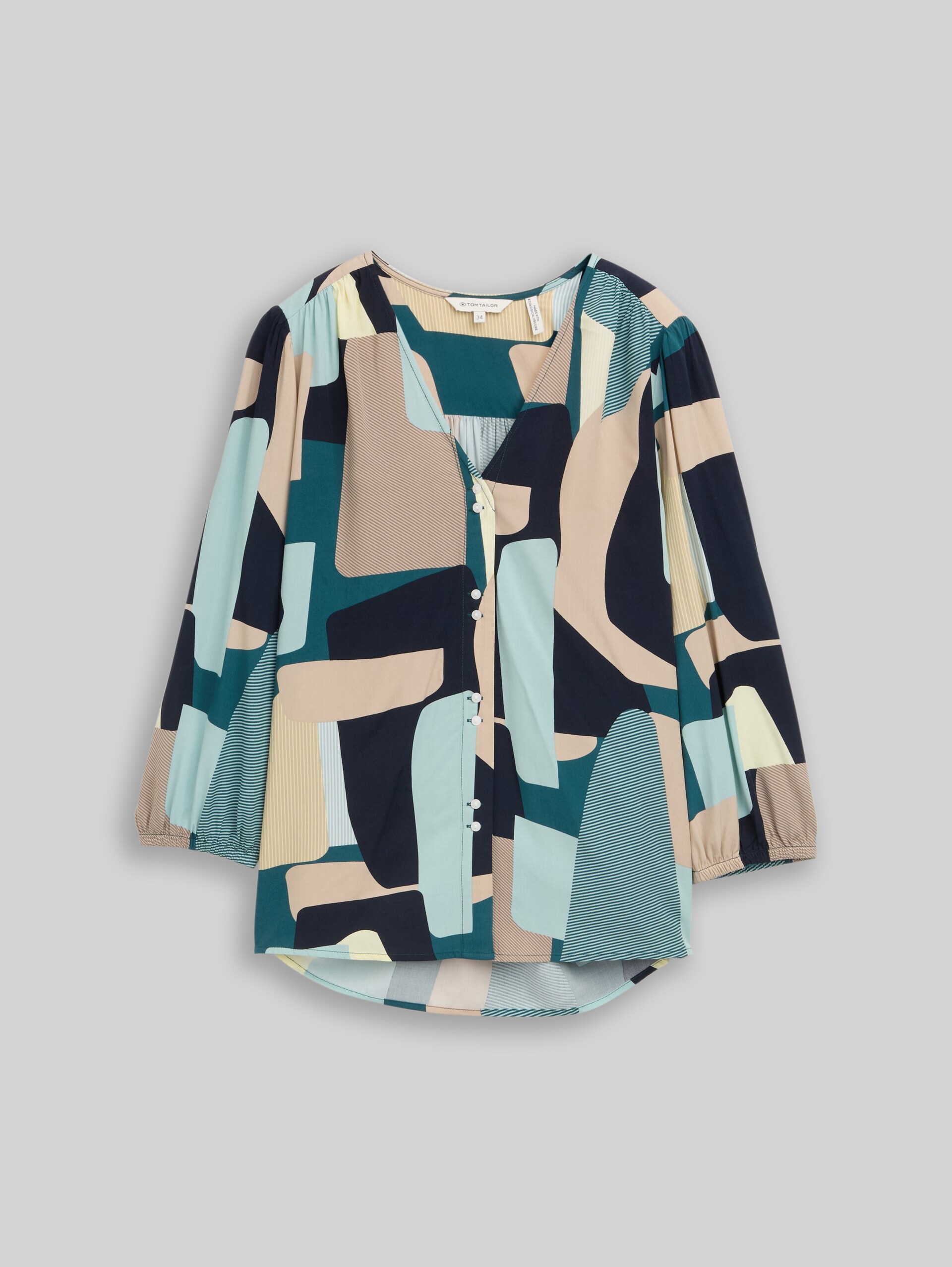 Viscose blouse - abstract stripe print - Front product view
