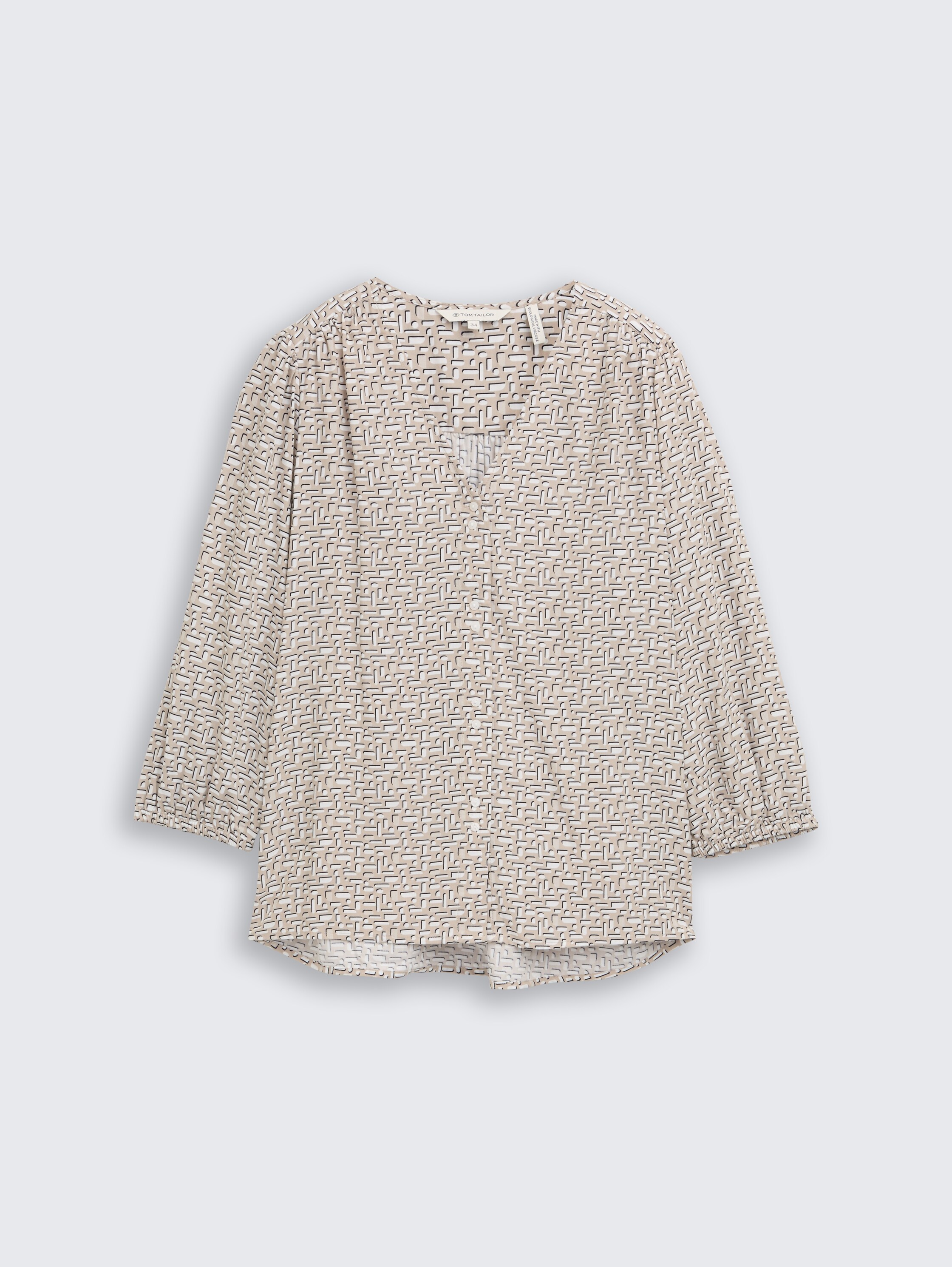 Blouse van viscose - soft taupe geometric minimal - Product vooraanzicht
