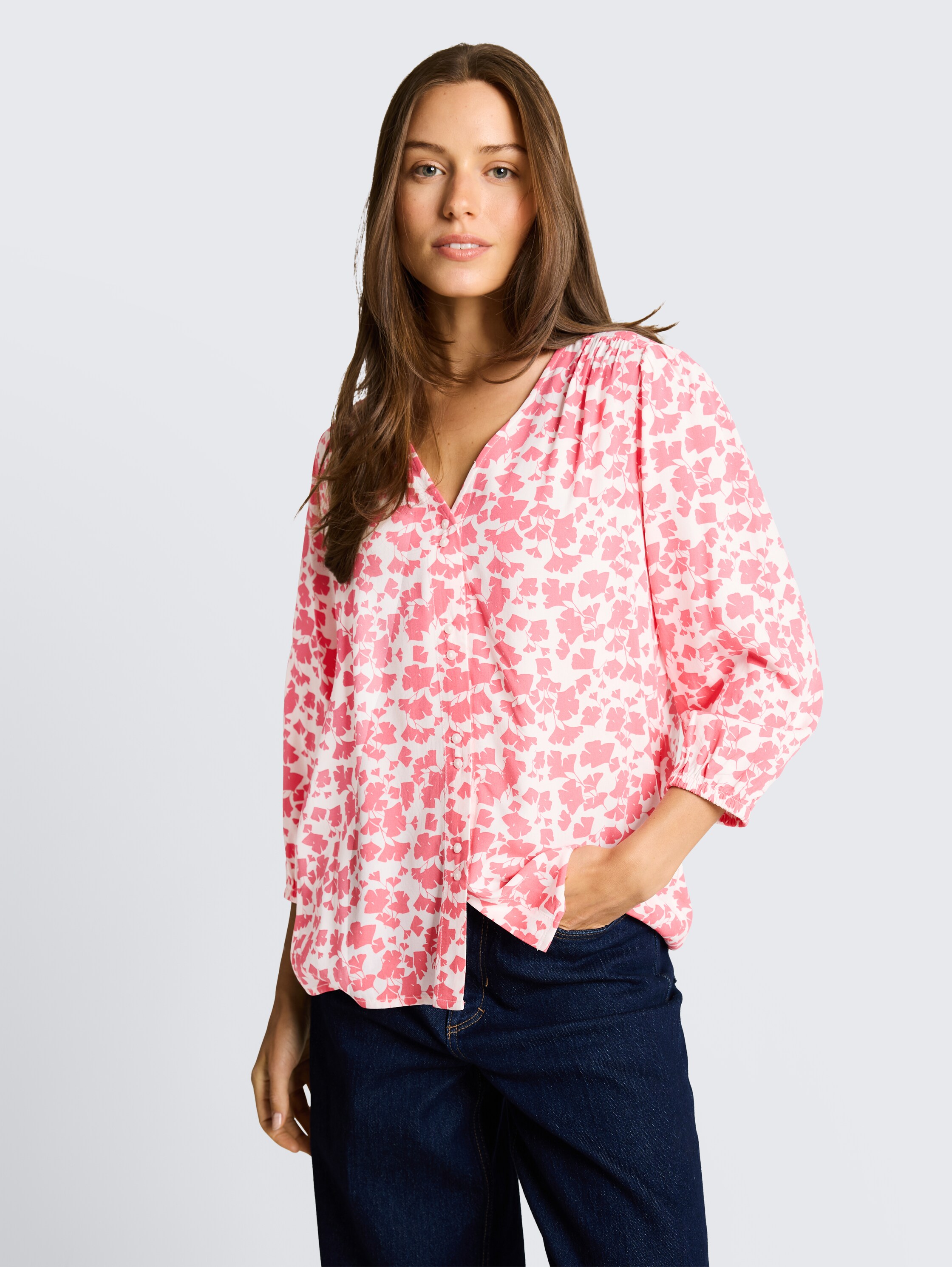 Viscose blouse - coral_pink_ginkgo_minimal - 