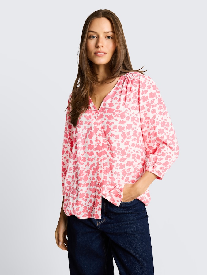Bluse aus Viskose von Women, coral pink ginkgo minimal