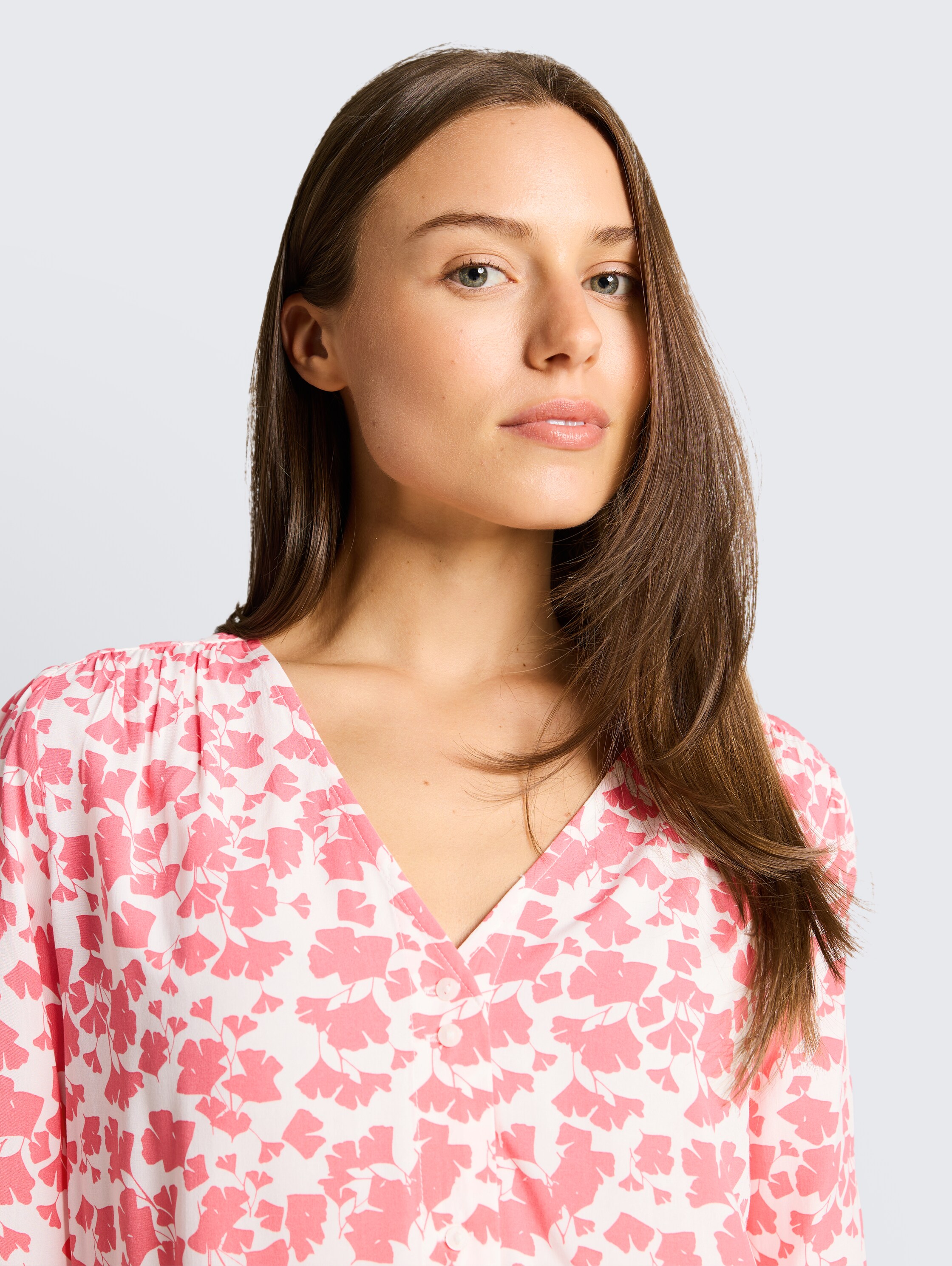 Viscose blouse - coral_pink_ginkgo_minimal - 