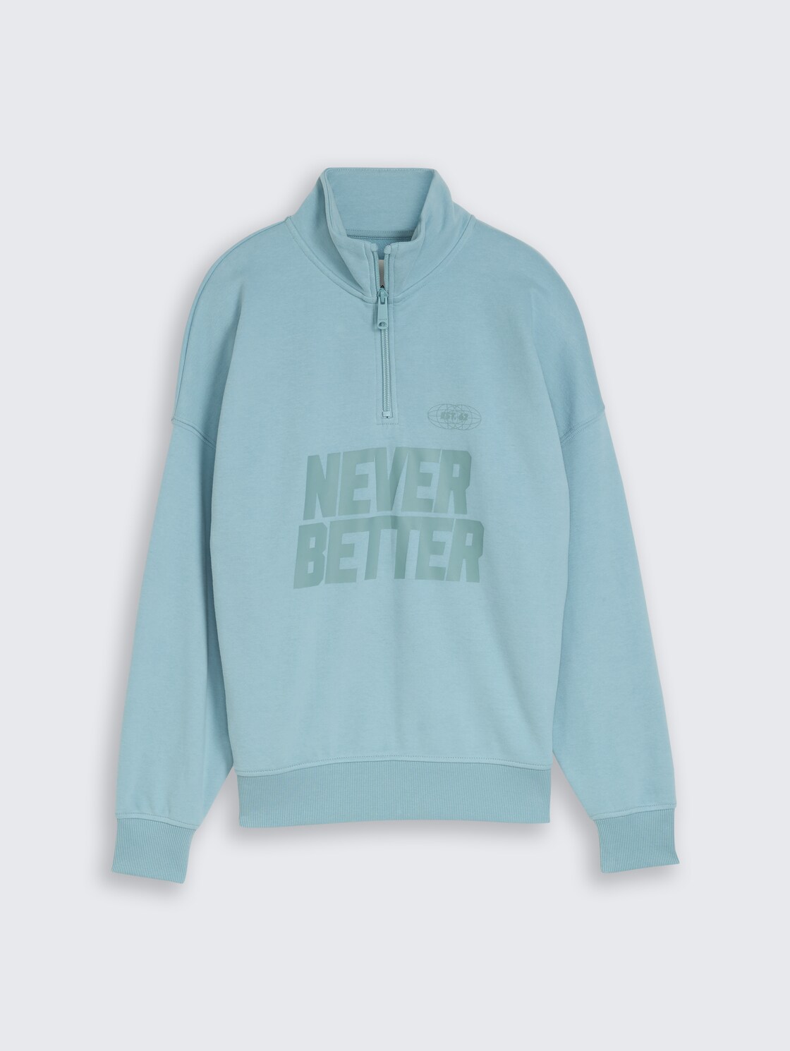 Oversize Troyer Sweatshirt - light teal - Vorder-Produkt-Ansicht