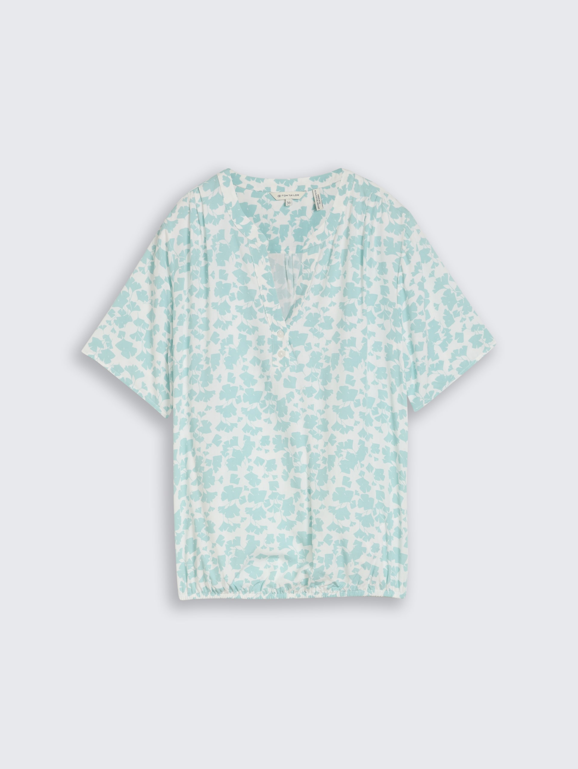 Blouse met patroon - green ginkgo minimal - Product vooraanzicht