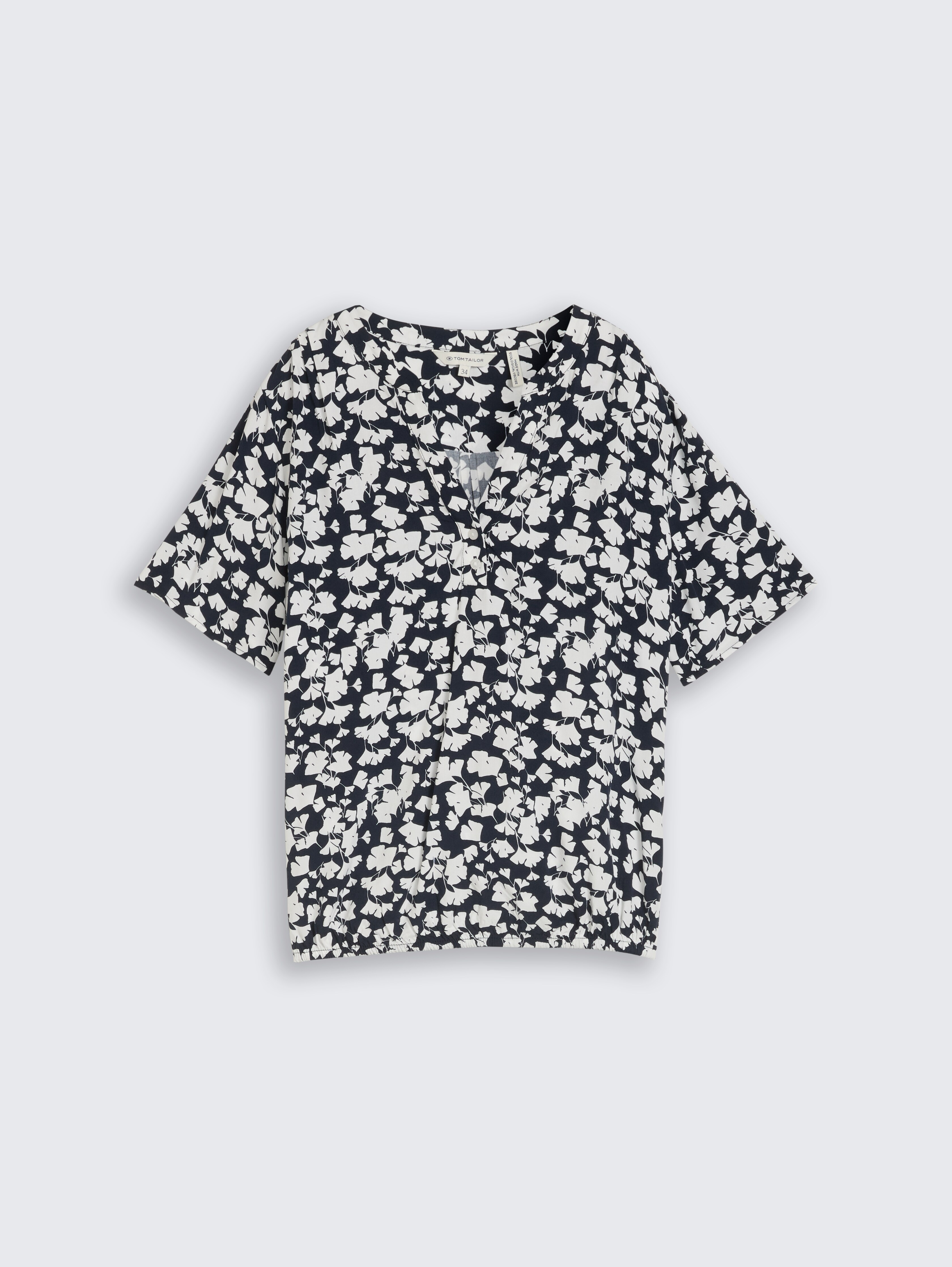 Patterned blouse by Women, blue ginkgo minimal