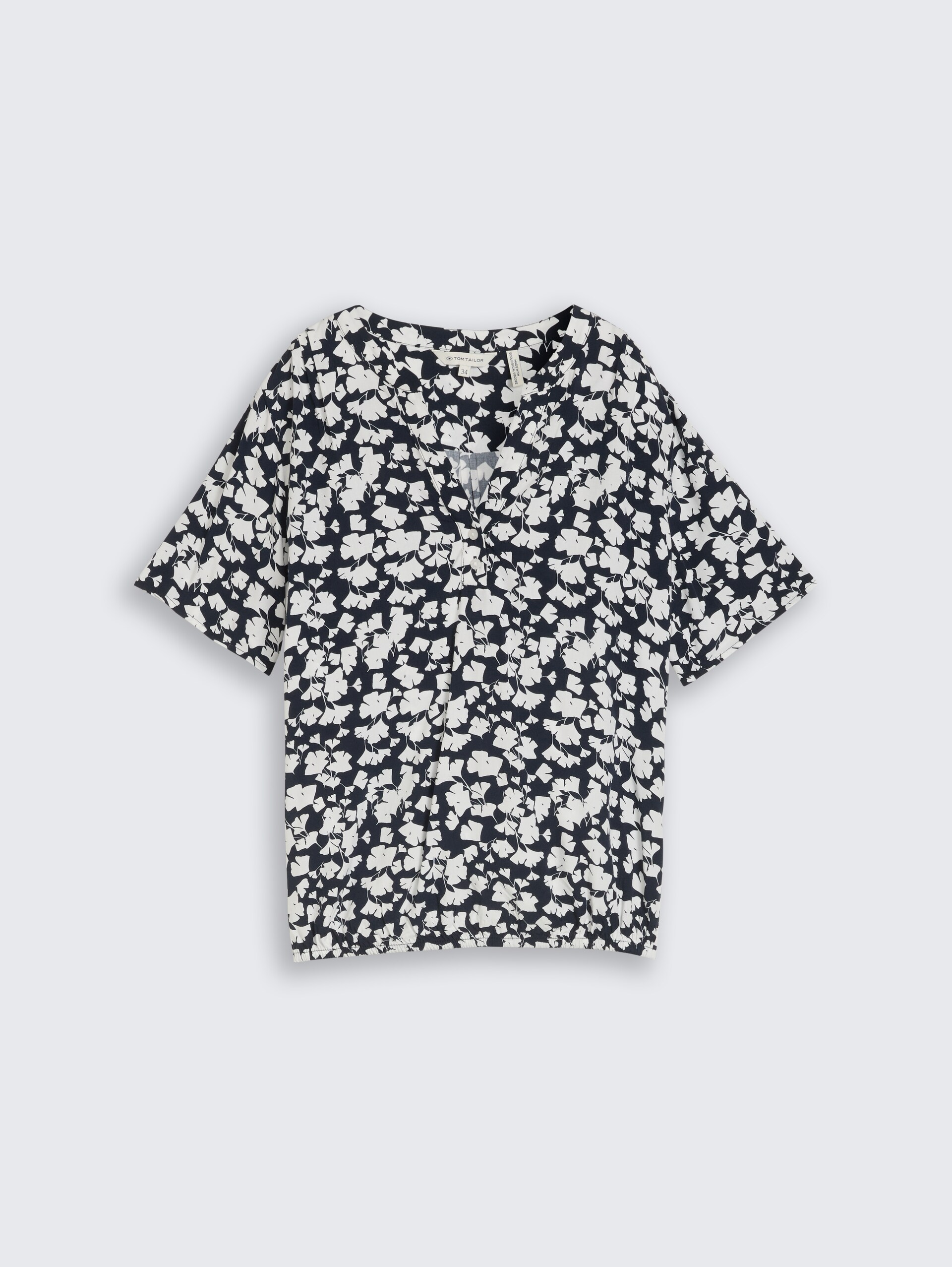 Bluse mit Muster - blue ginkgo minimal - Vorder-Produkt-Ansicht