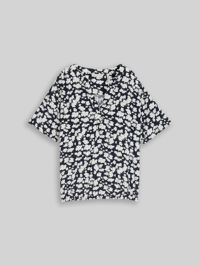Blouse met patroon door Women, blue ginkgo minimal