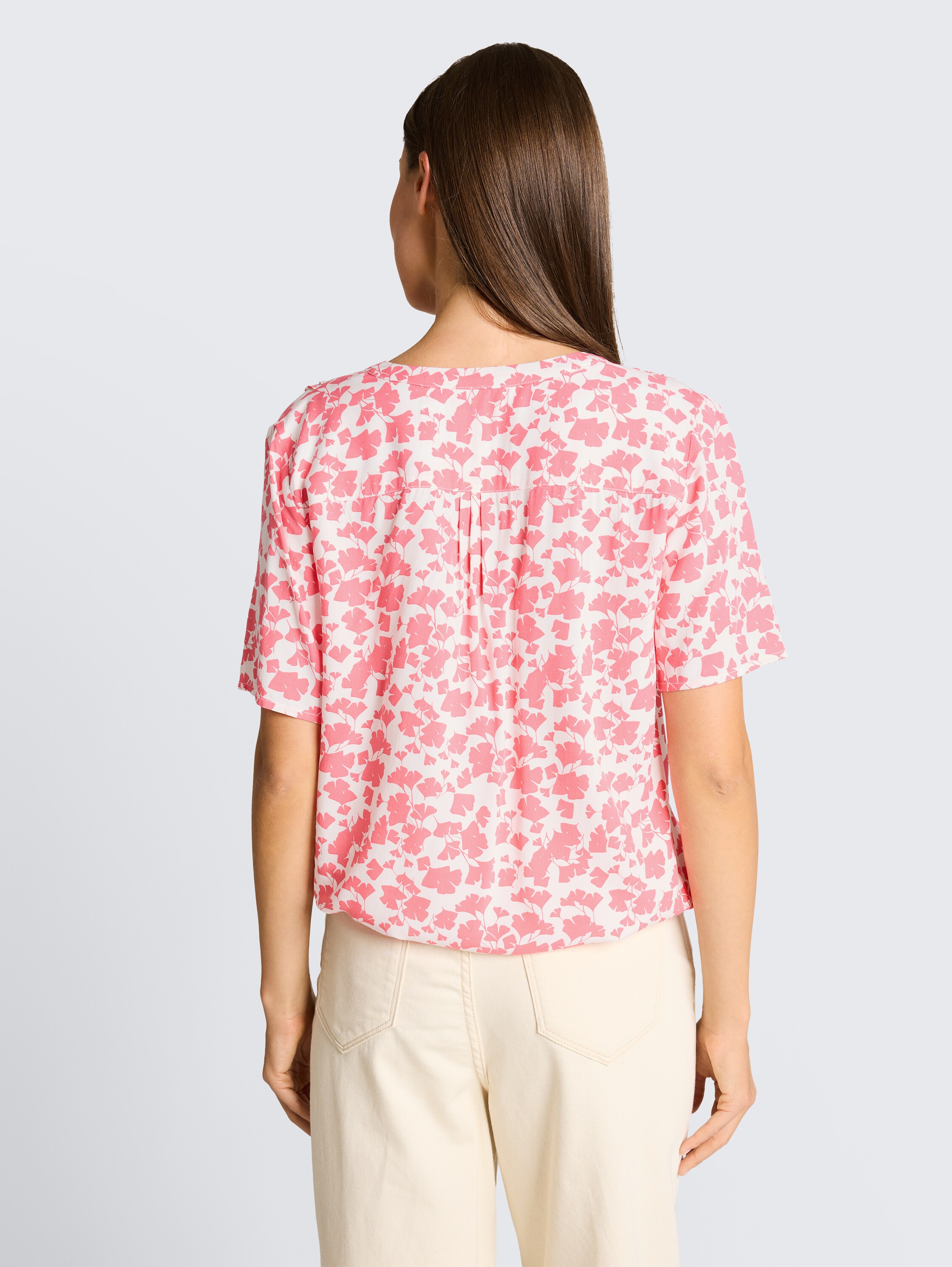 Blouse met patroon - coral_pink_ginkgo_minimal - 