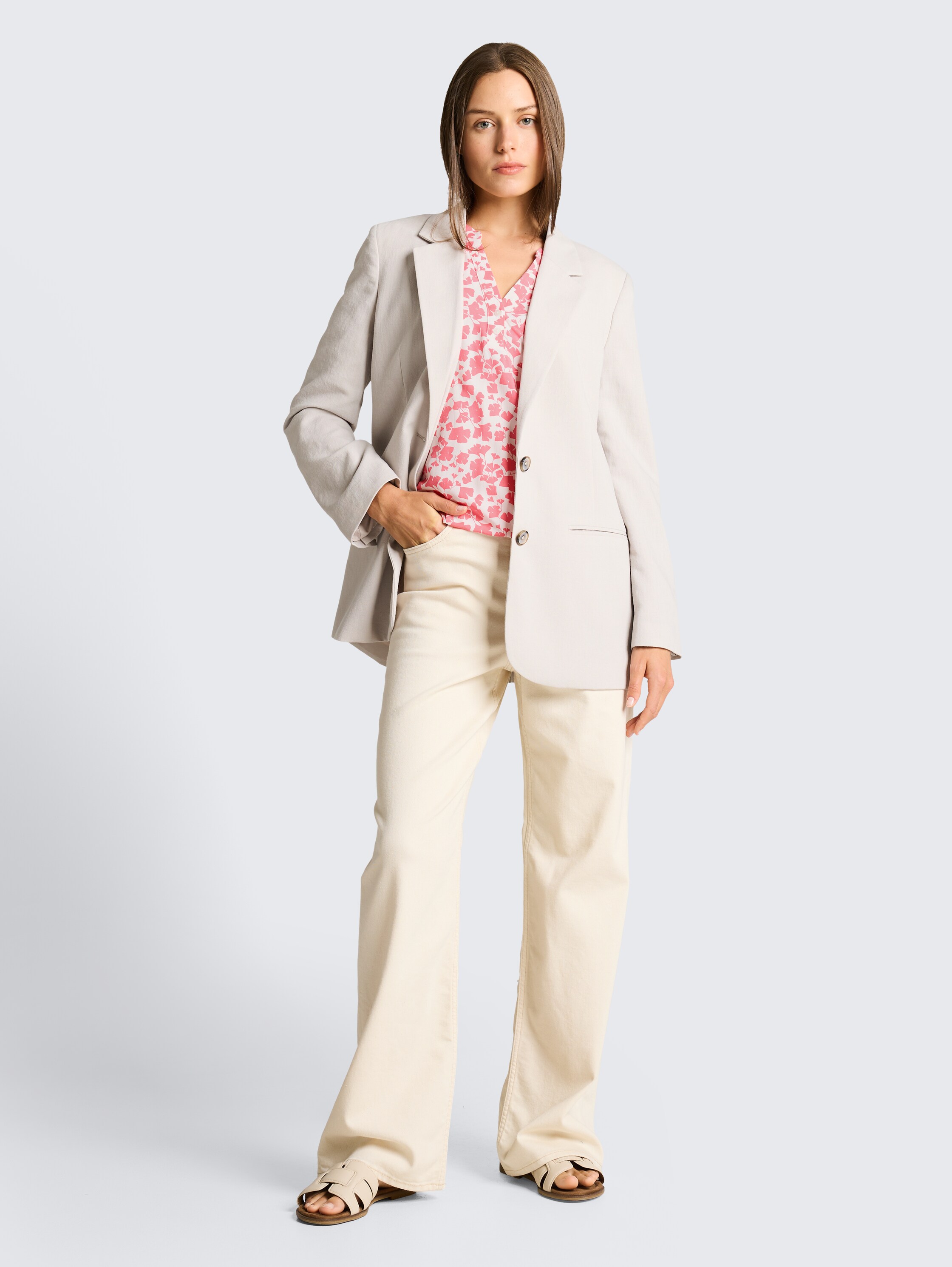 Blouse met patroon - coral_pink_ginkgo_minimal - 