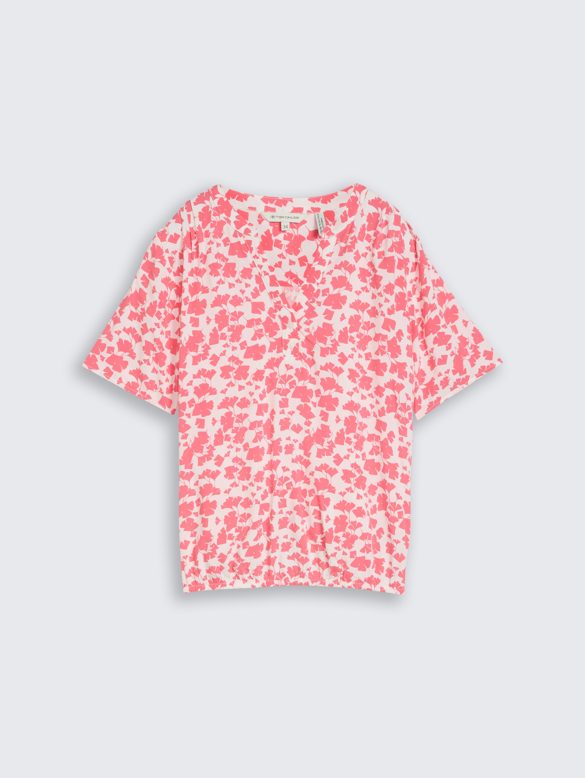 Patterned blouse - coral pink ginkgo minimal - Front product view