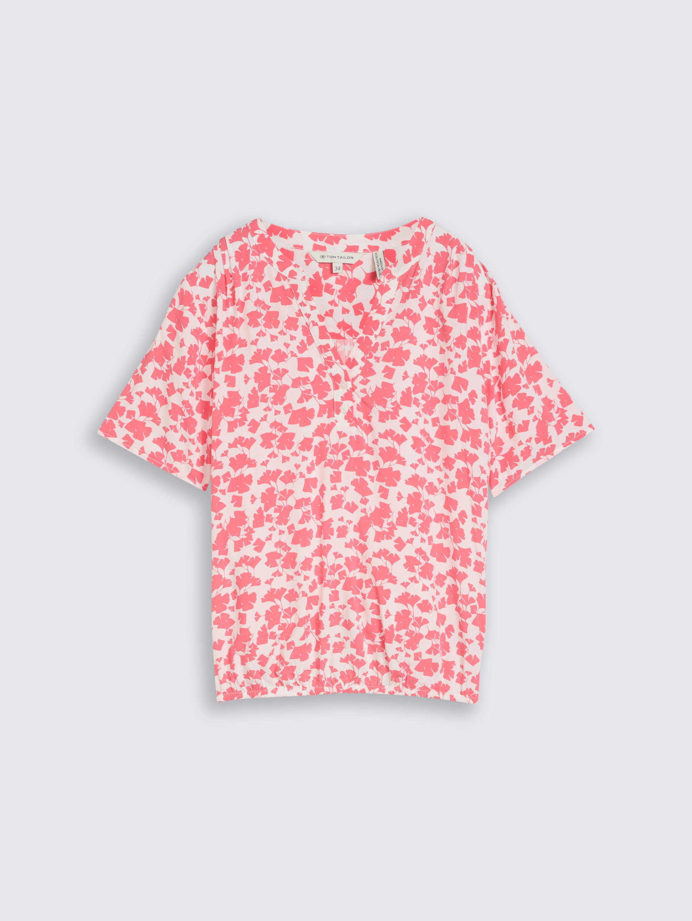 Blouse met patroon - coral_pink_ginkgo_minimal - 