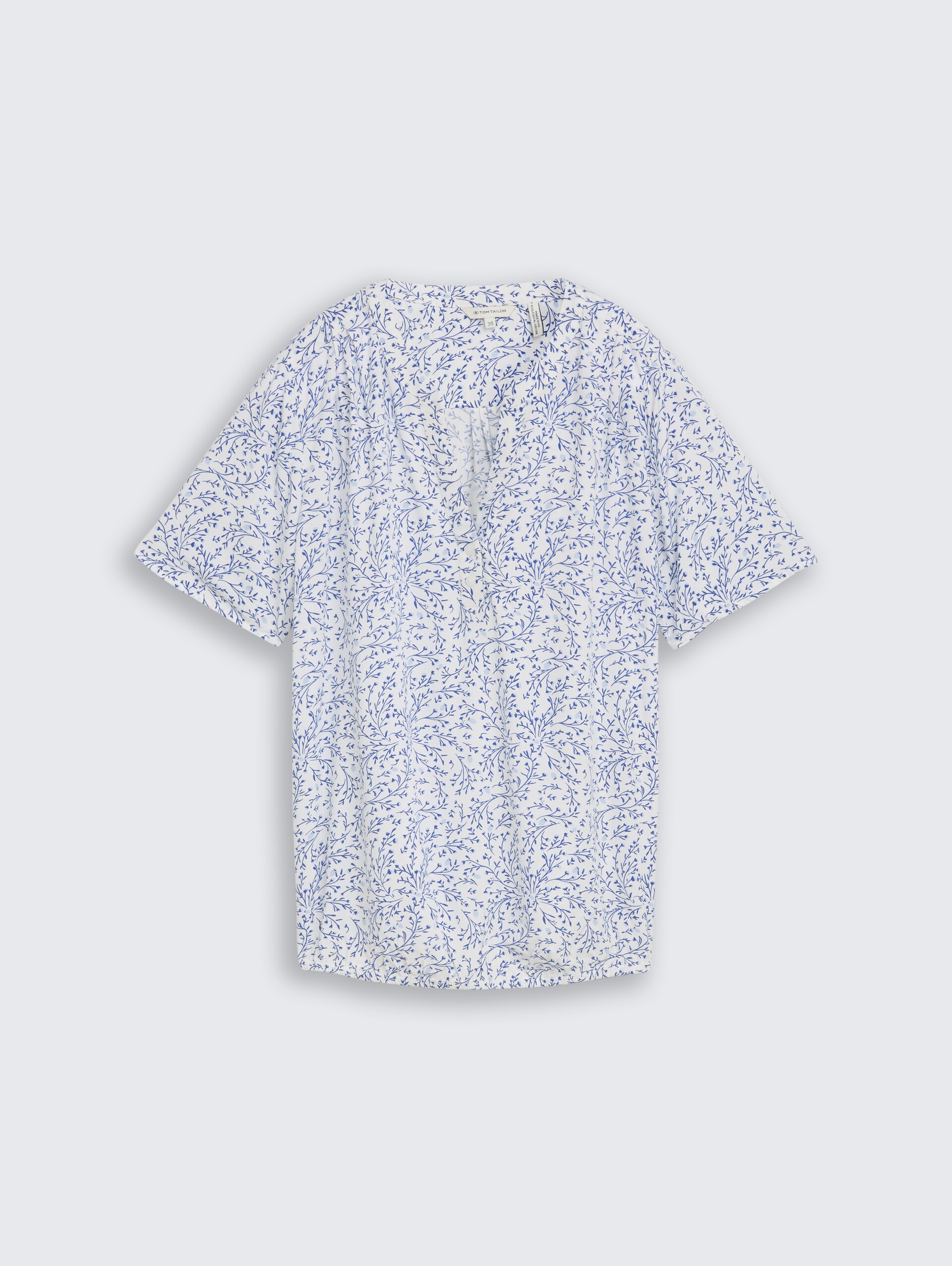 Blouse met patroon - white small leaves design - Product vooraanzicht