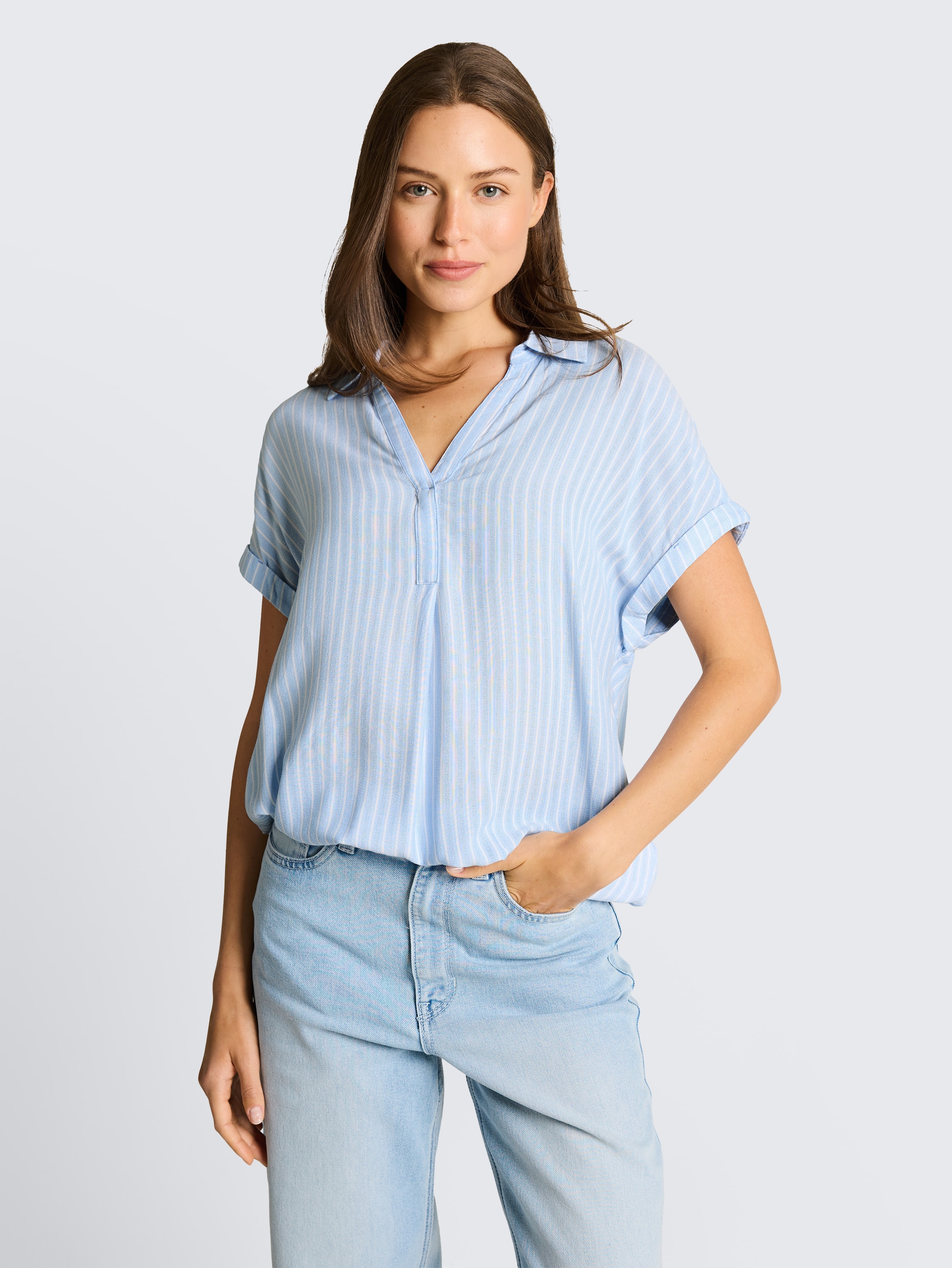 Loose Fit Bluse mit Streifenmuster - blue_white_stripe - 