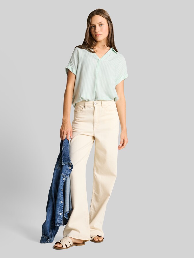 Loose Fit Bluse mit Streifenmuster von Women, blue haze white stripe