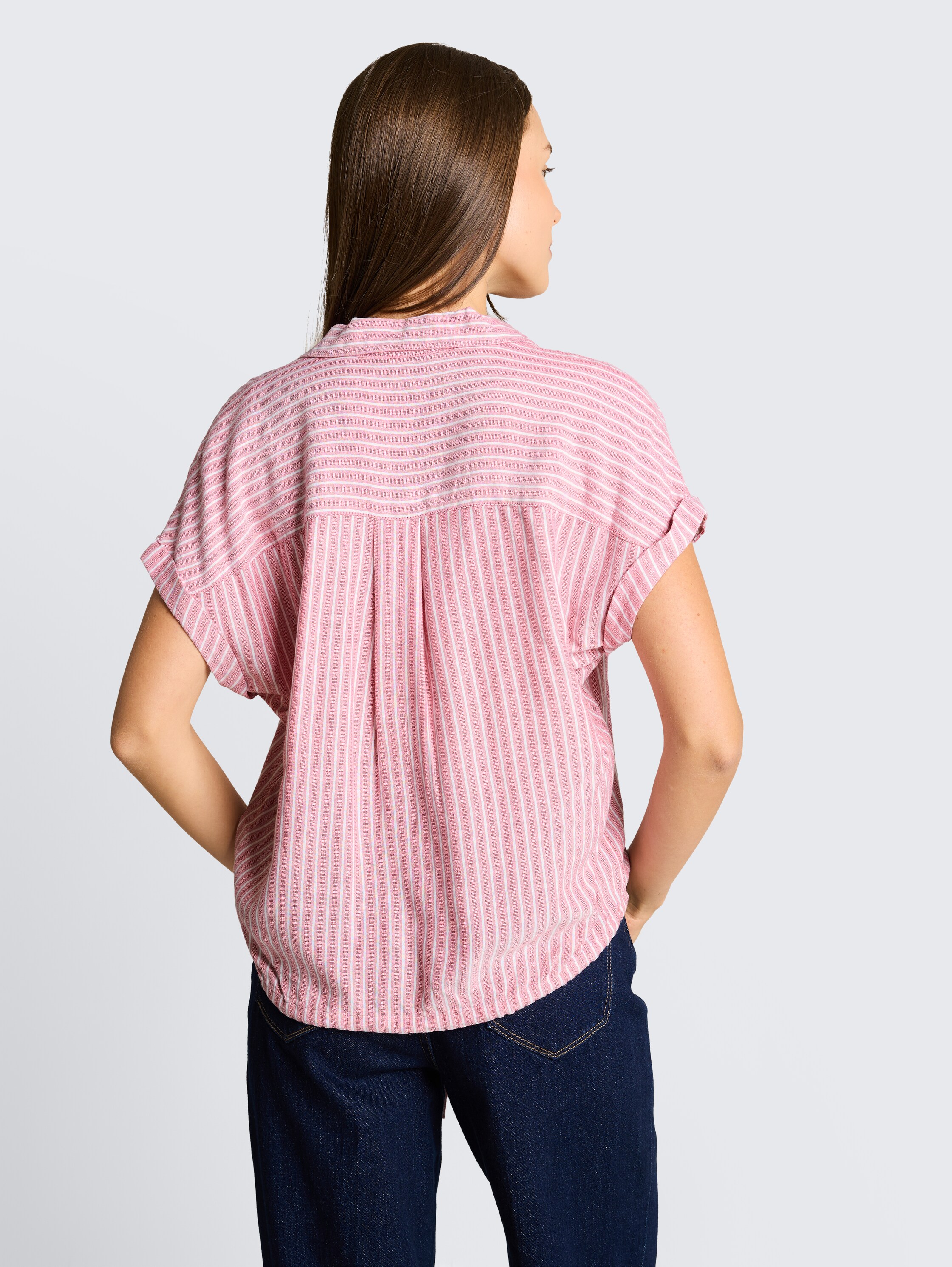 Loose Fit Bluse mit Streifenmuster - cozy_pink_white_stripe - 