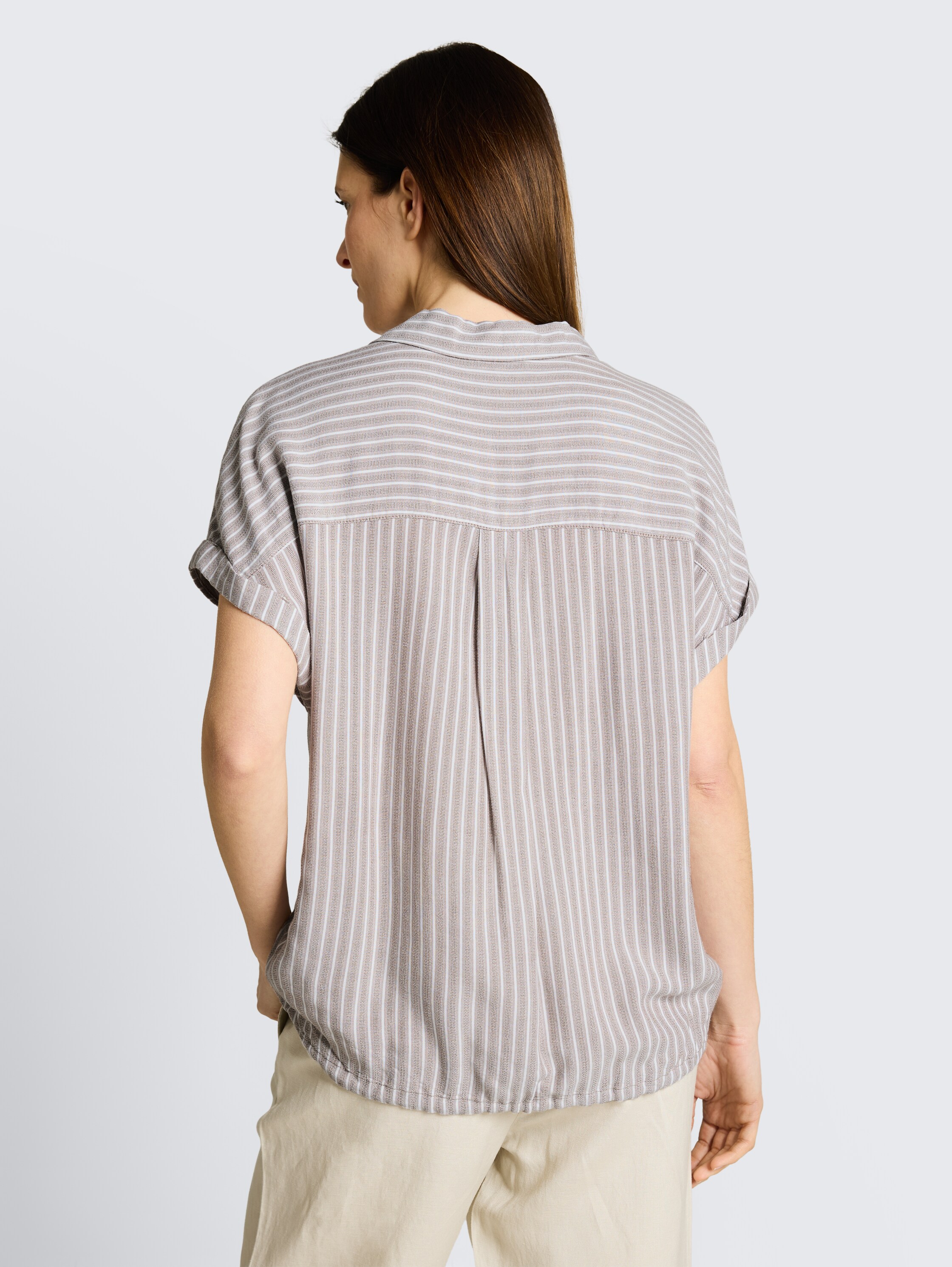 Loose Fit Bluse mit Streifenmuster - taupe_grey_white_stripe - 