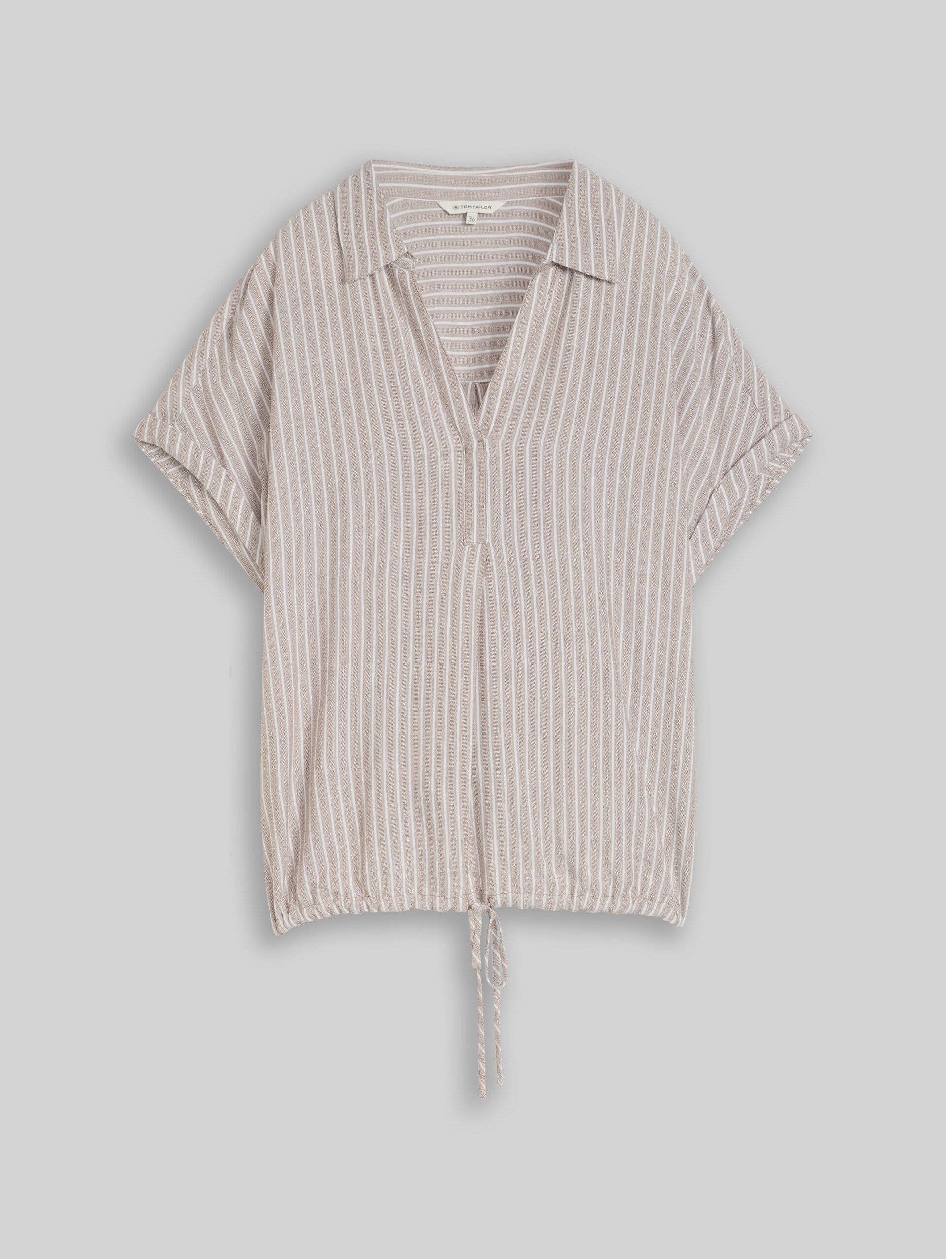 Blouse loose fit à rayures - taupe grey white stripe - Vue de face du produit