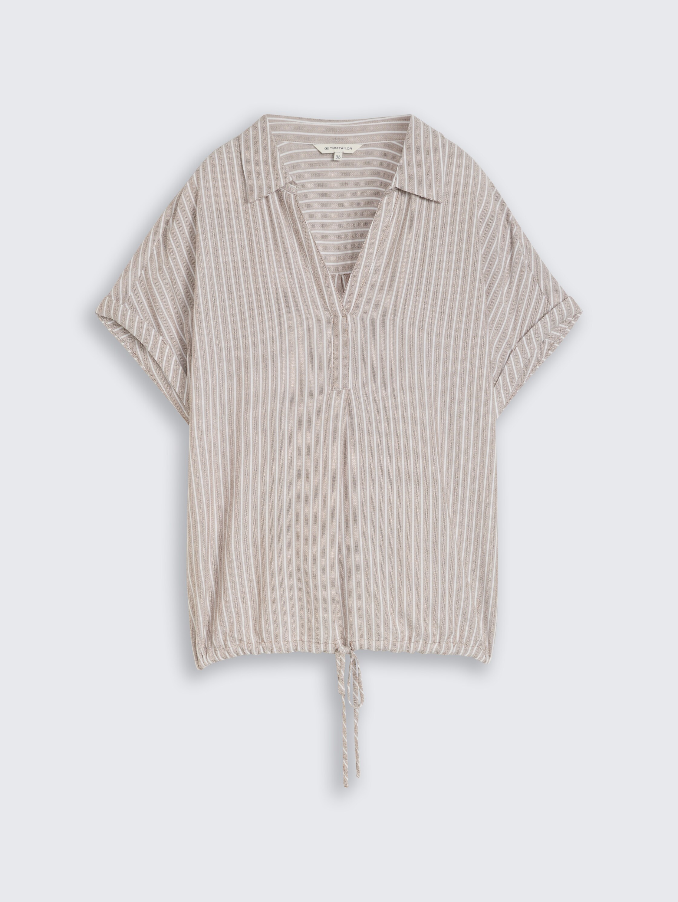 Loose Fit Bluse mit Streifenmuster - taupe_grey_white_stripe - 