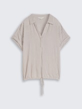 Blouse ample à rayures - taupe grey white stripe - Vue de face du produit