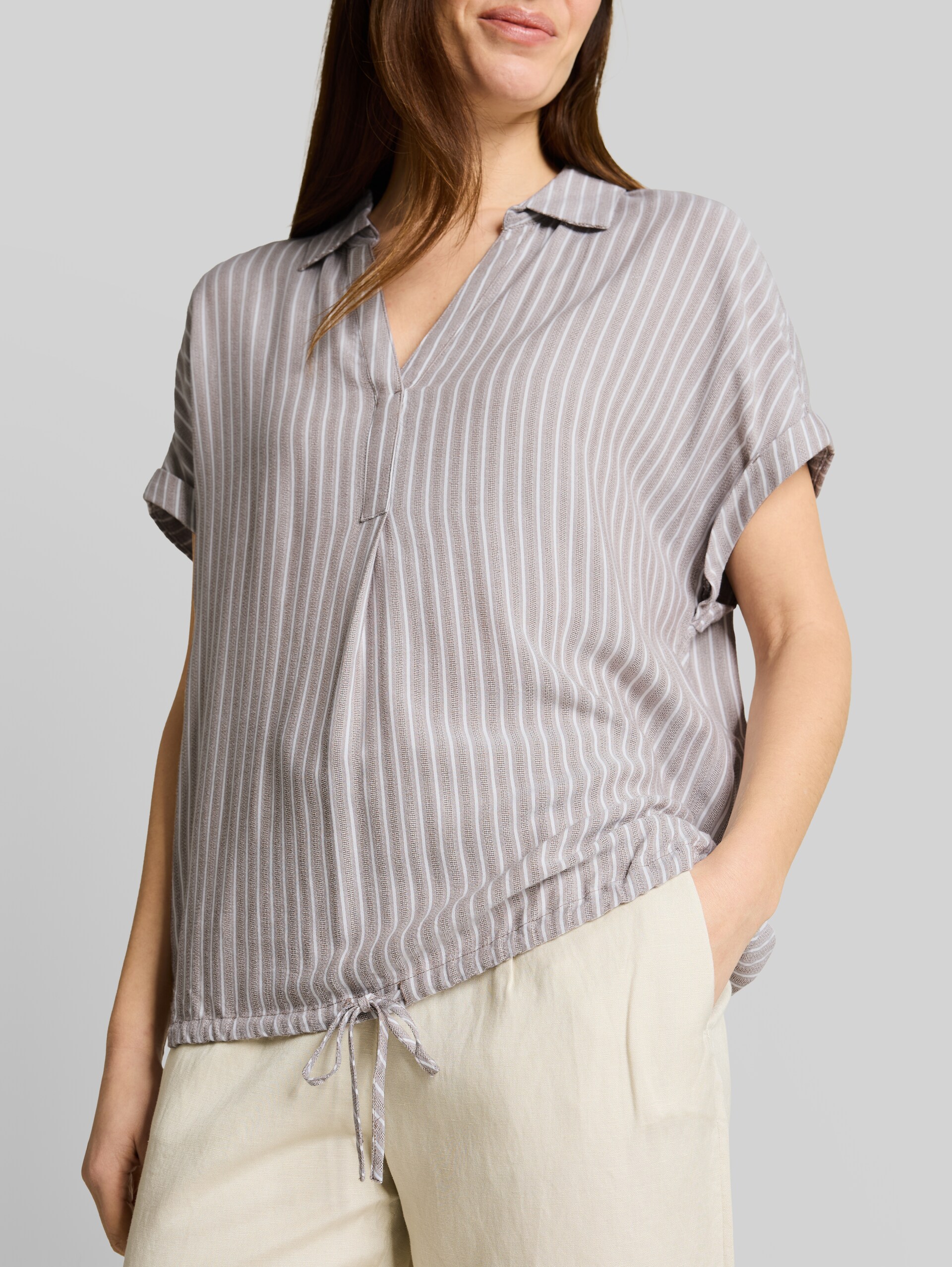 Blouse loose fit à rayures - taupe grey white stripe - Vue détaillée du modèle