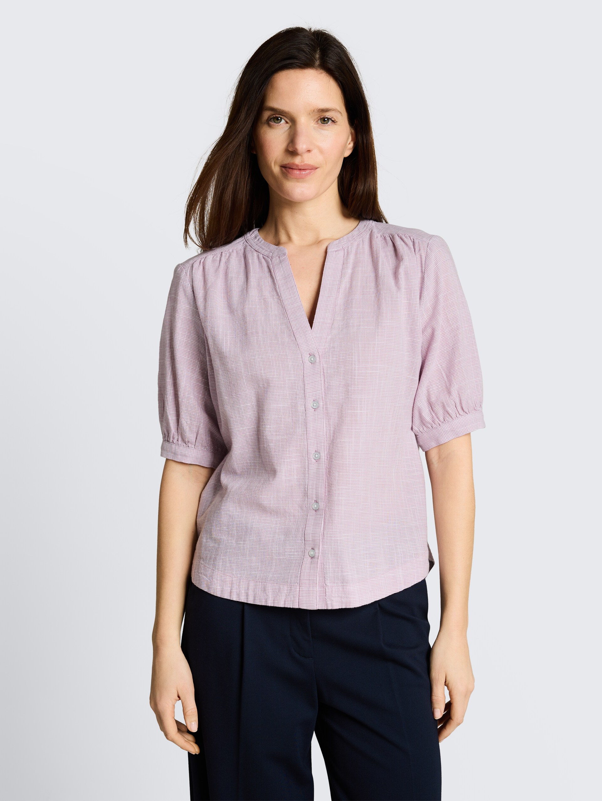 Blouse van katoen - light elderberry - Nek model vooraanzicht