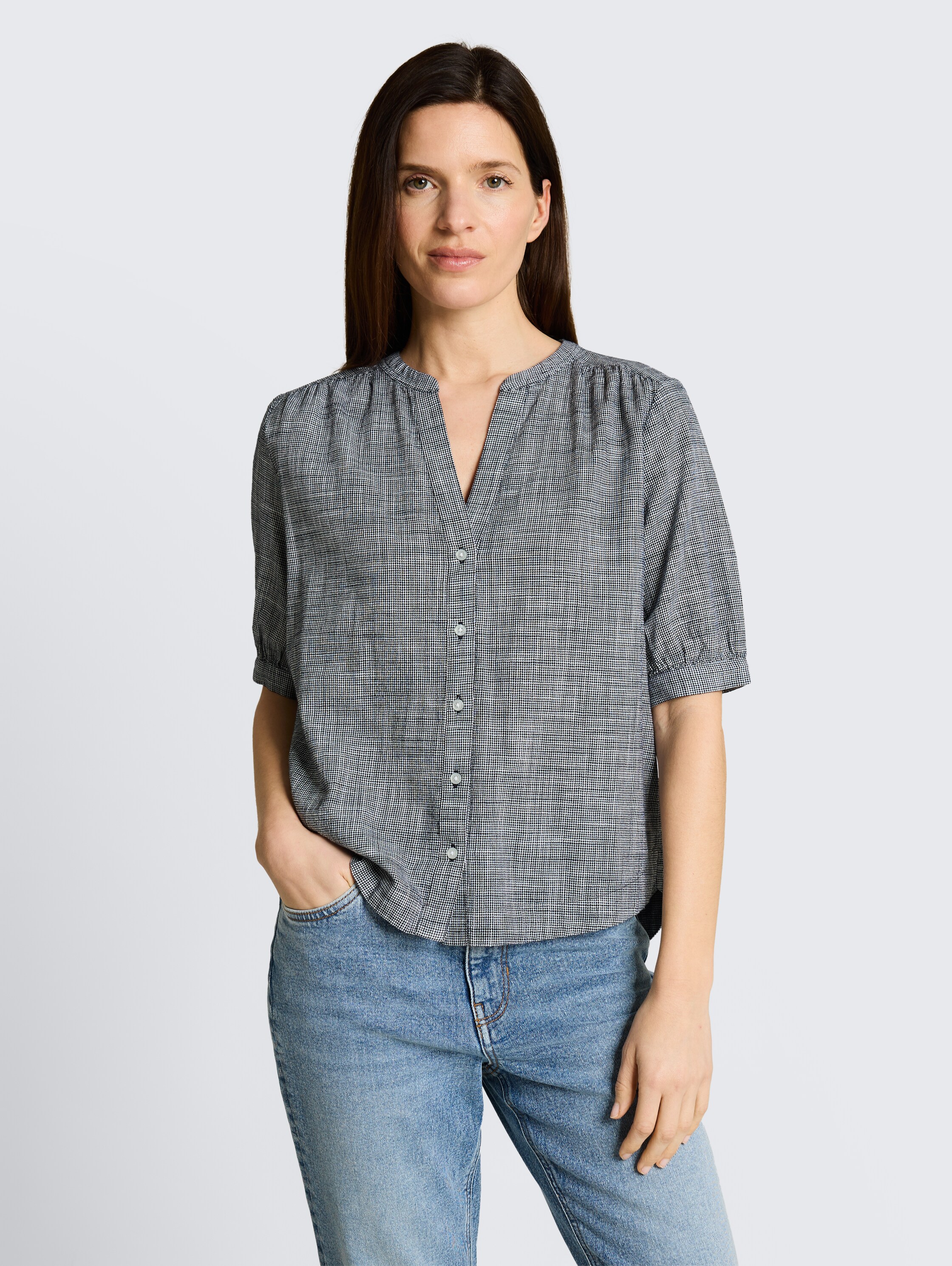 Bluse aus Baumwolle - midnight_navy_blue - 
