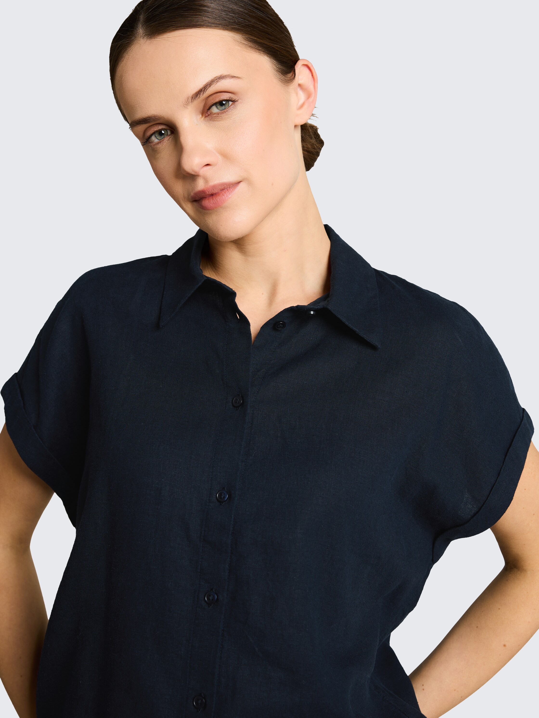 Loose-fit blouse with linen blend - sky_captain_blue_1 - 