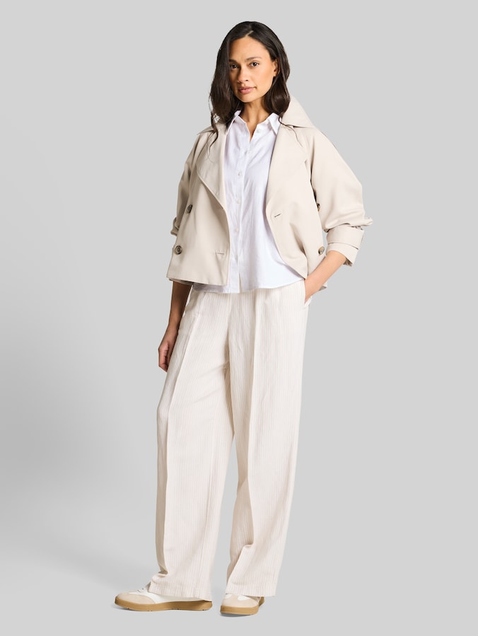 Losvallende blouse met linnen door Women, White