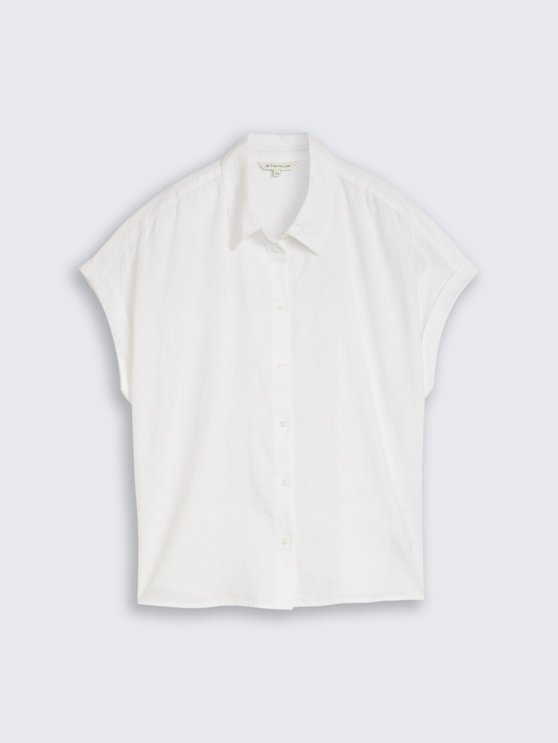 Loose Fit Bluse mit Leinenanteil - White - Vorder-Produkt-Ansicht