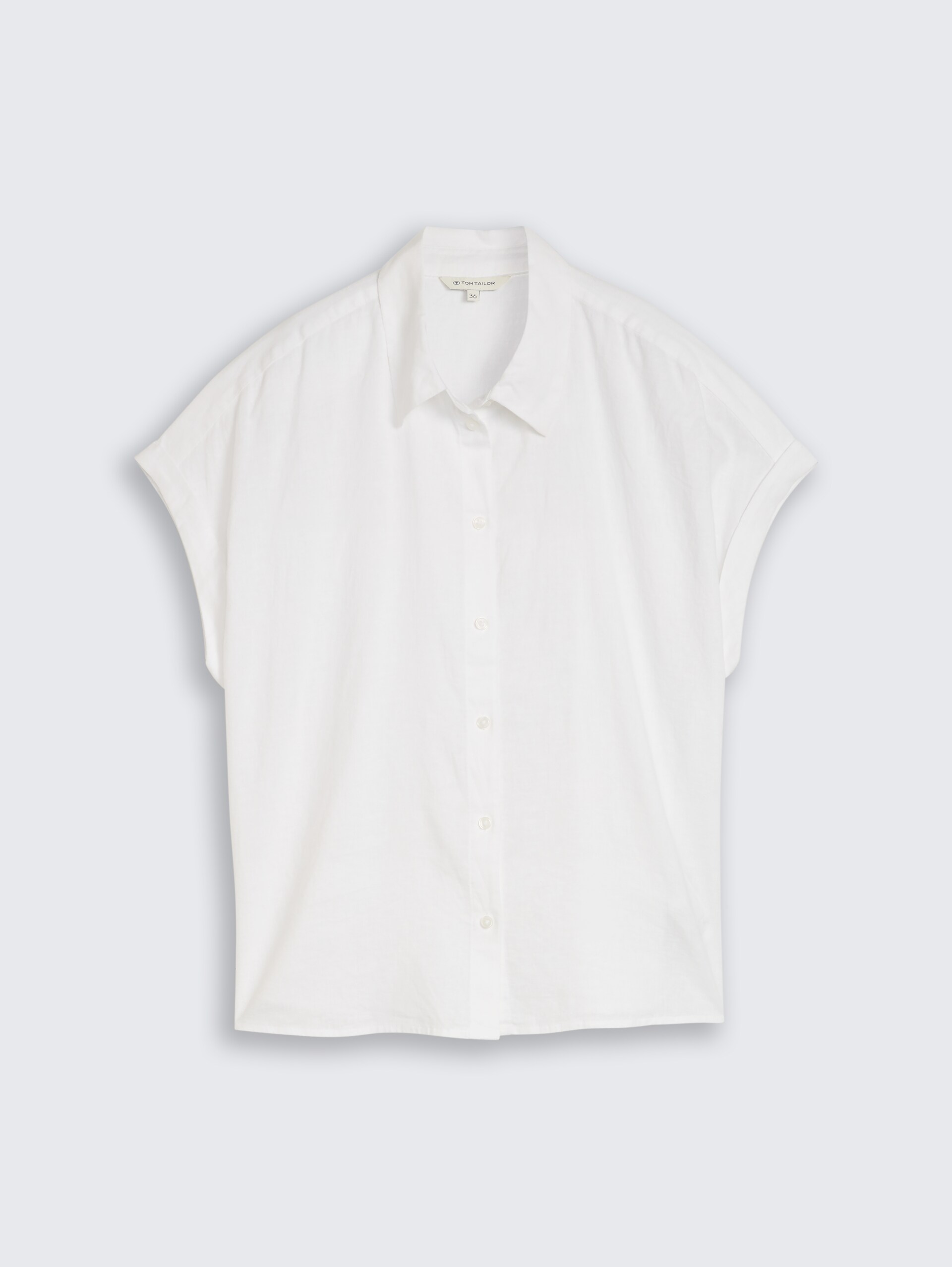 Loose Fit Bluse mit Leinenanteil - White - Vorder-Produkt-Ansicht