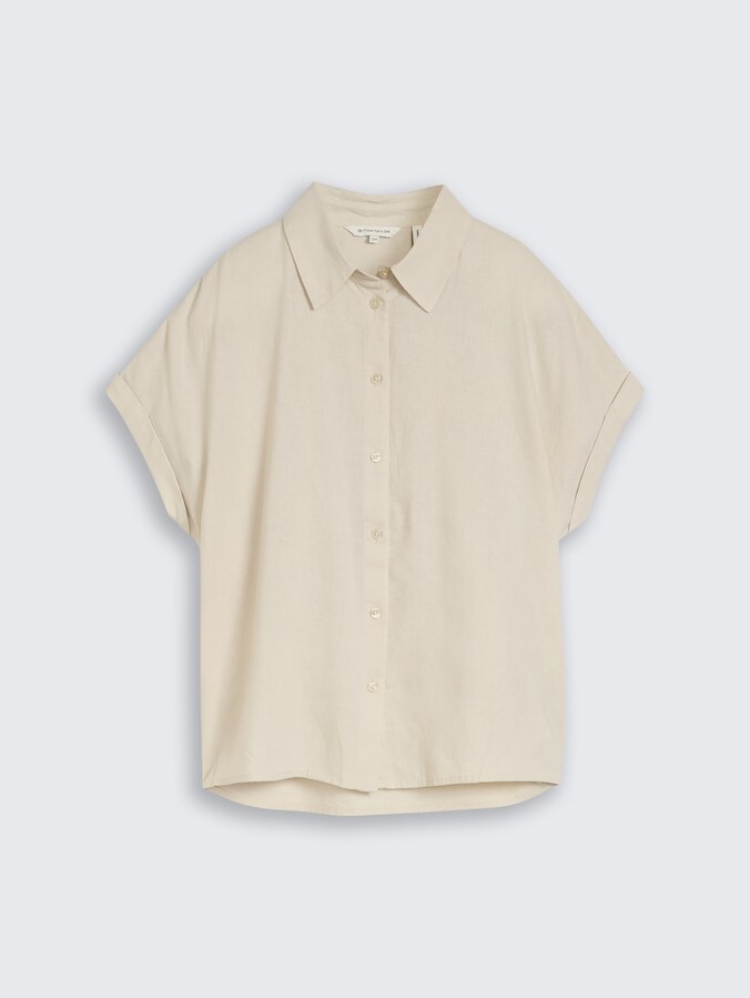 Loose Fit Bluse mit Leinenanteil von Women, sand stone beige